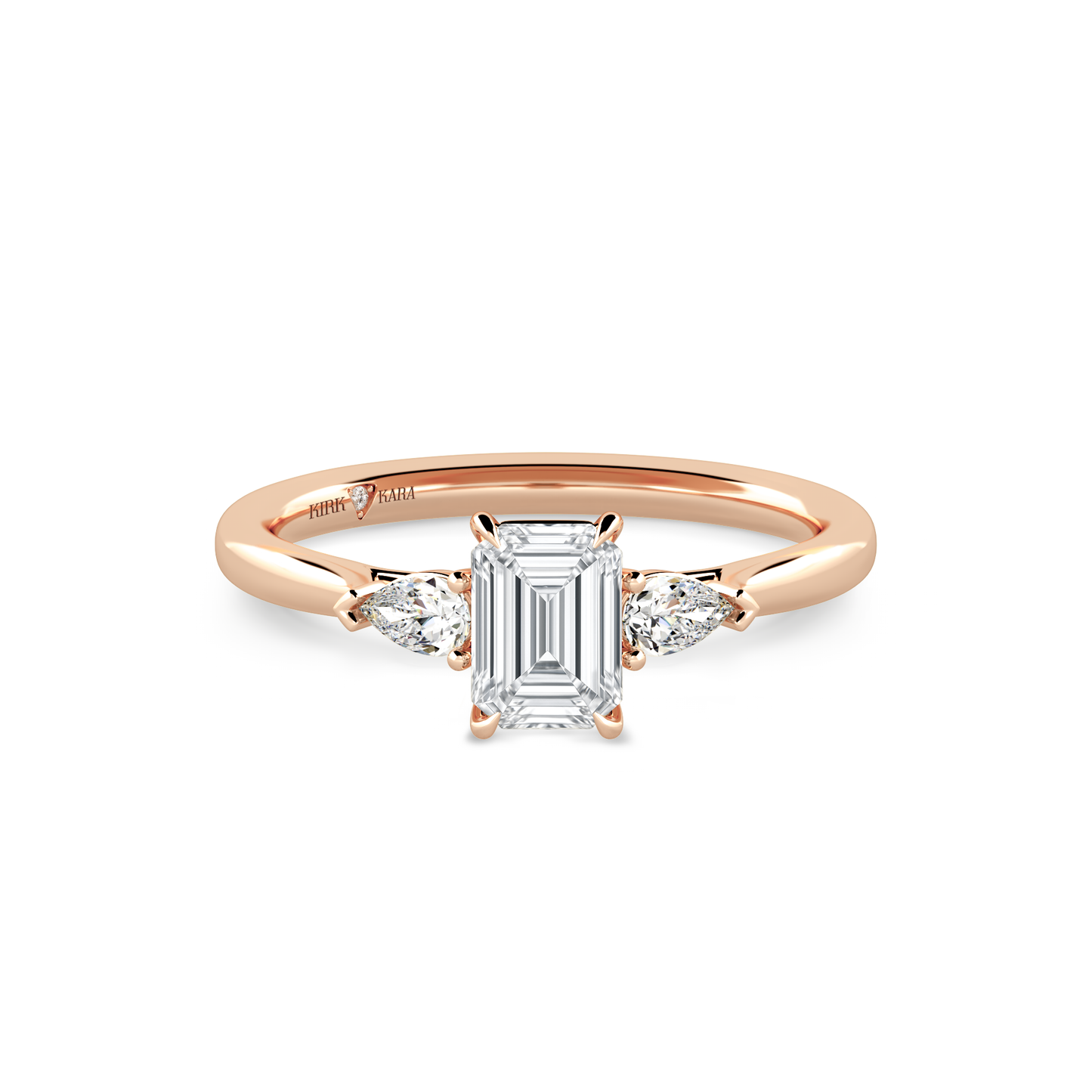 Preset Three Stone Emerald Lab Diamond Engagement Ring - Center Diamond Included