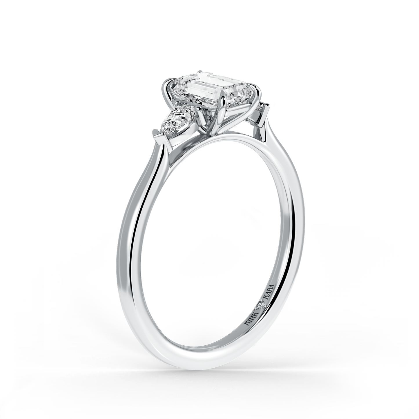 Preset Three Stone Emerald Lab Diamond Engagement Ring - Center Diamond Included