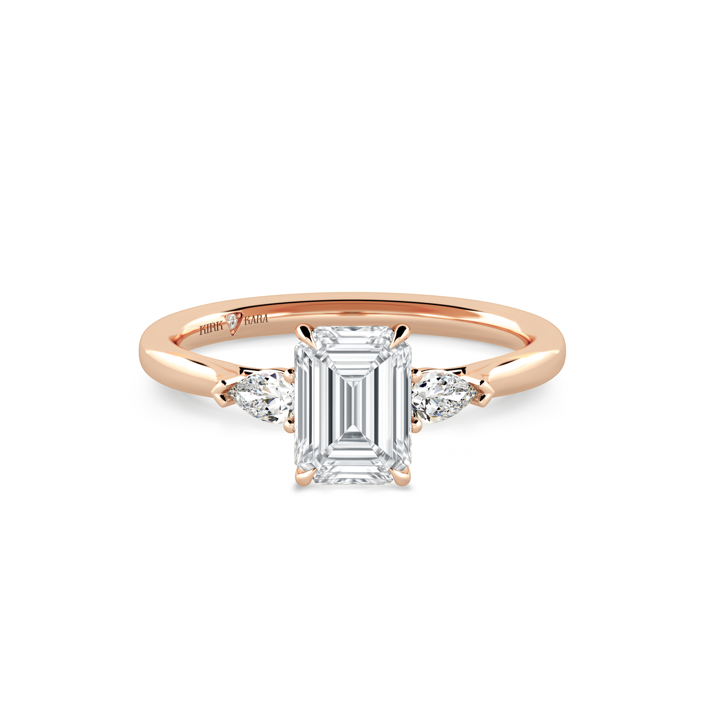 Preset Three Stone Emerald Lab Diamond Engagement Ring - Center Diamond Included