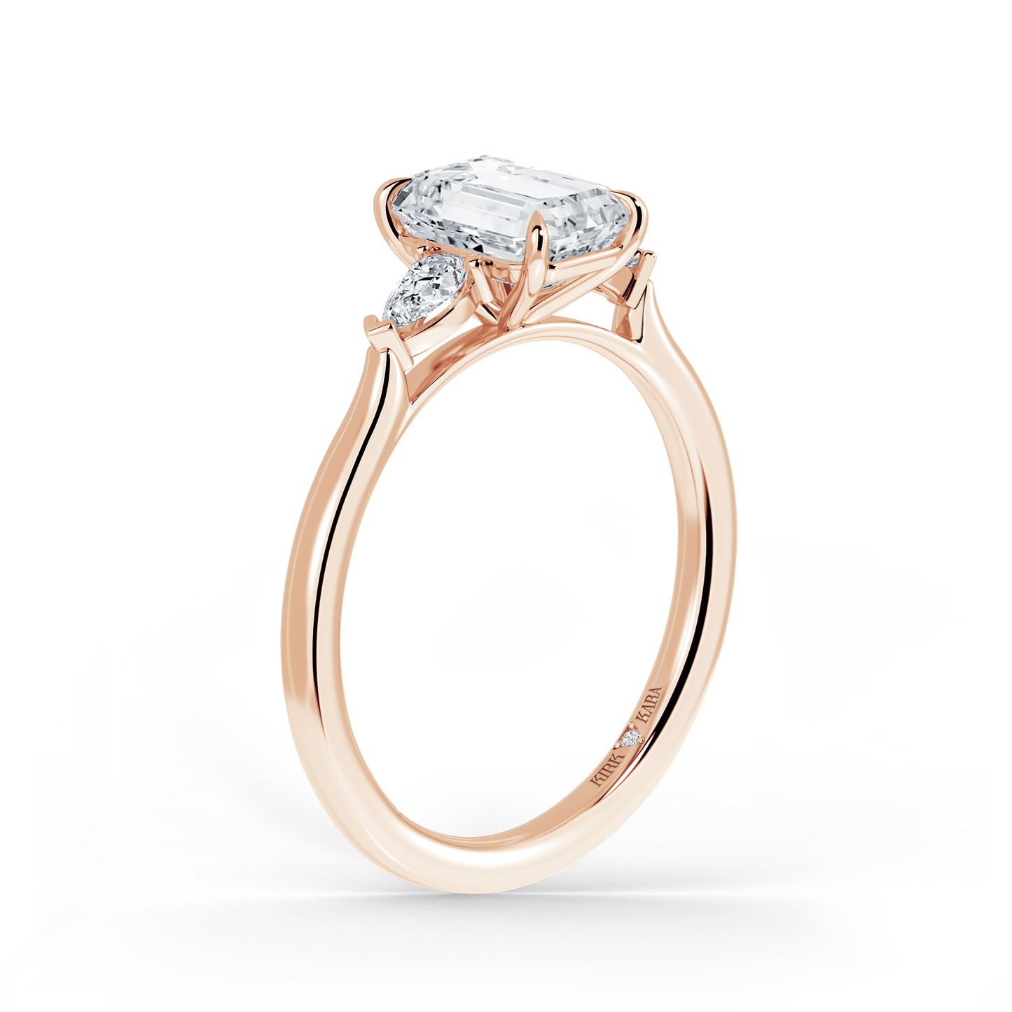 Preset Three Stone Emerald Lab Diamond Engagement Ring - Center Diamond Included