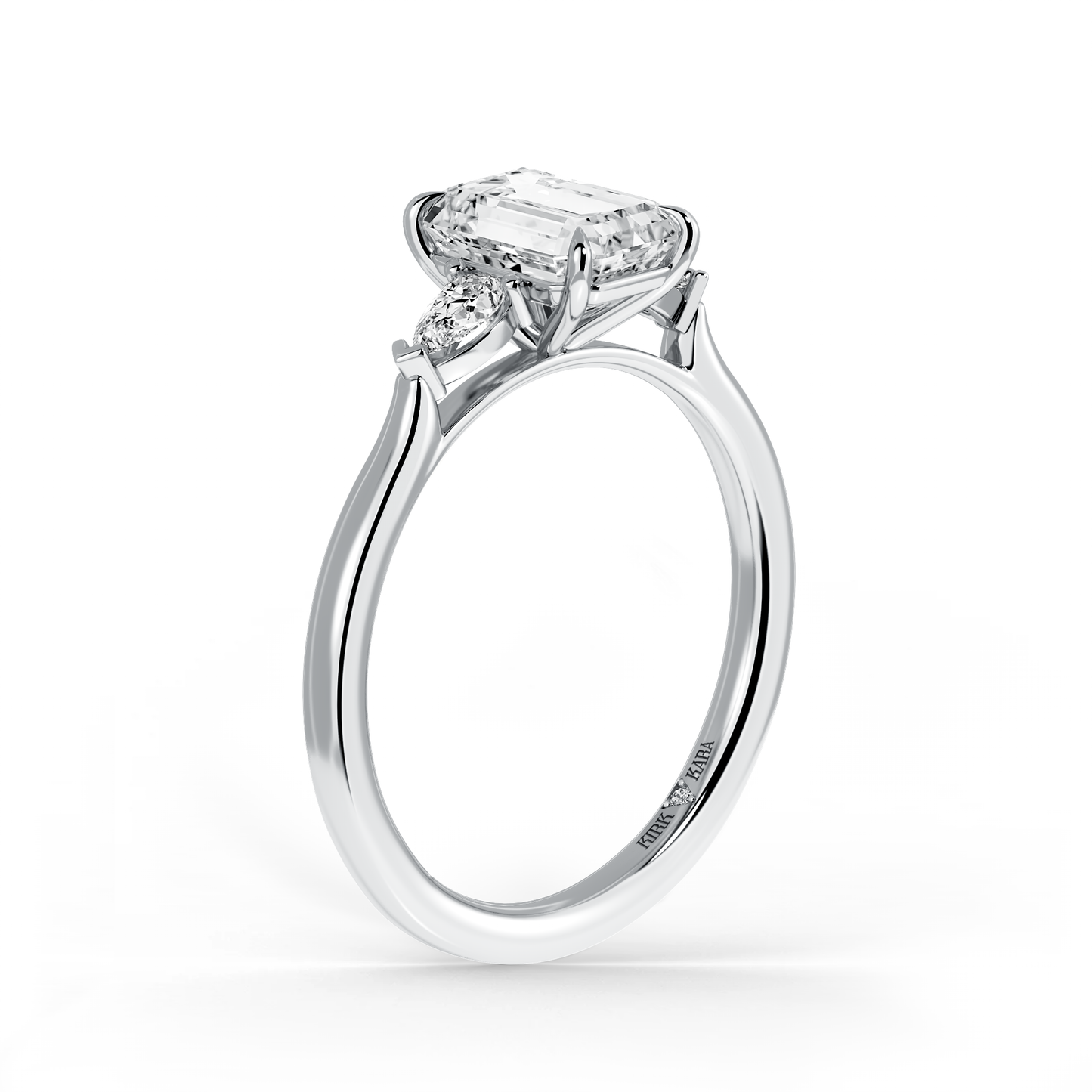 Preset Three Stone Emerald Lab Diamond Engagement Ring - Center Diamond Included