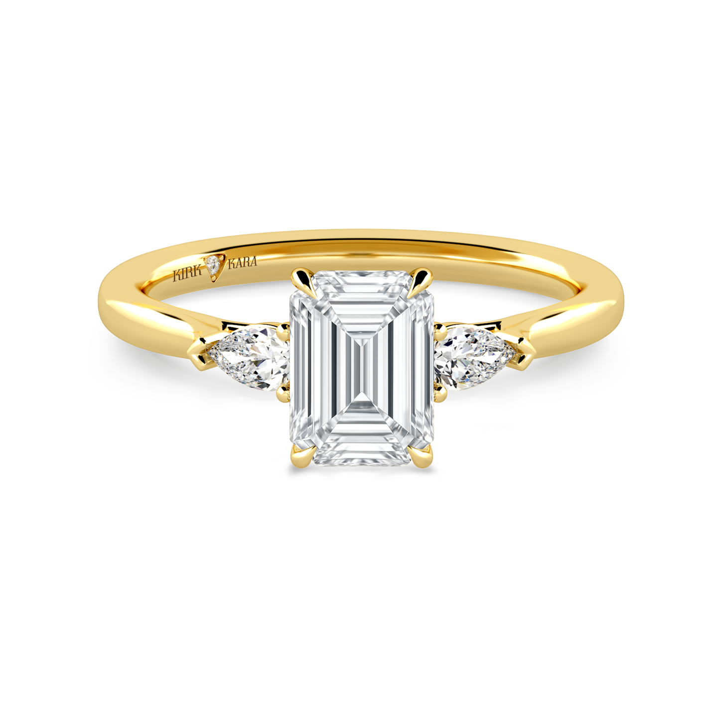 Preset Three Stone Emerald Lab Diamond Engagement Ring - Center Diamond Included