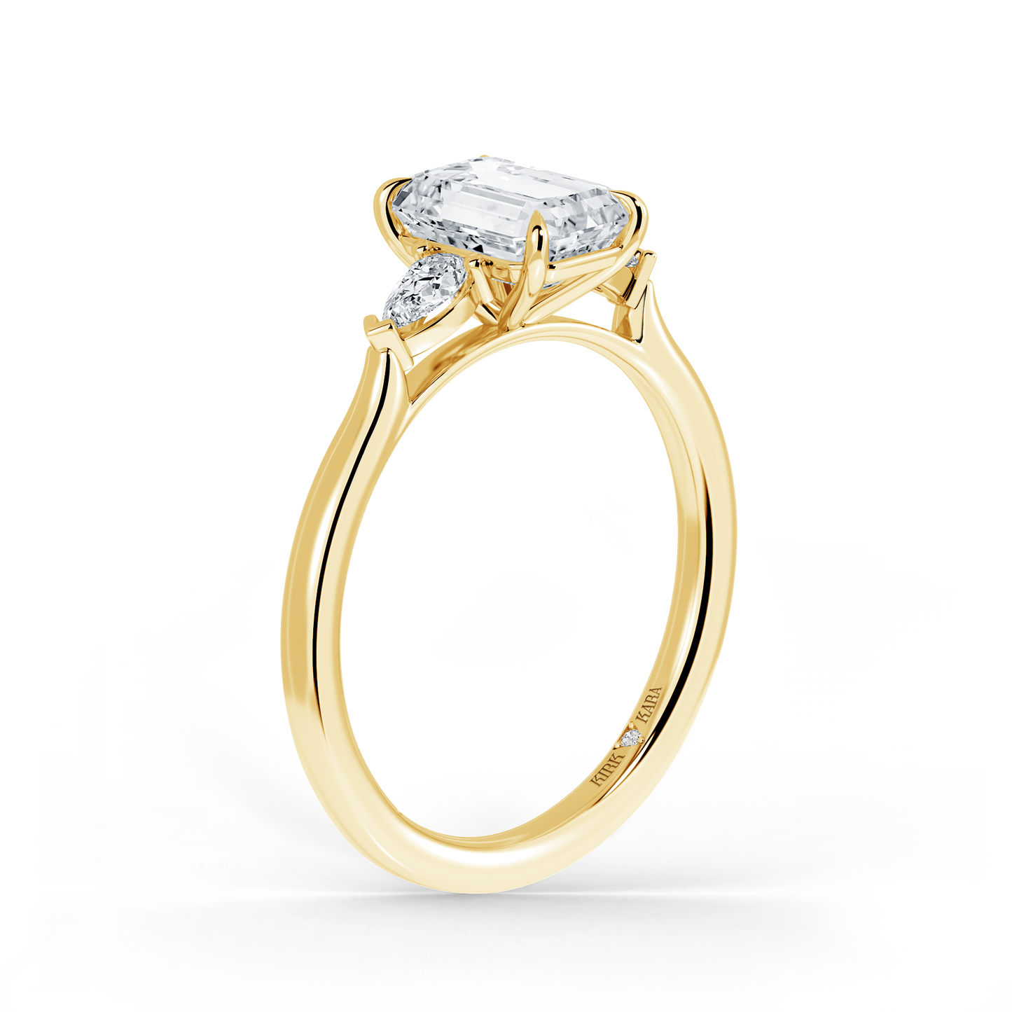 Preset Three Stone Emerald Lab Diamond Engagement Ring - Center Diamond Included