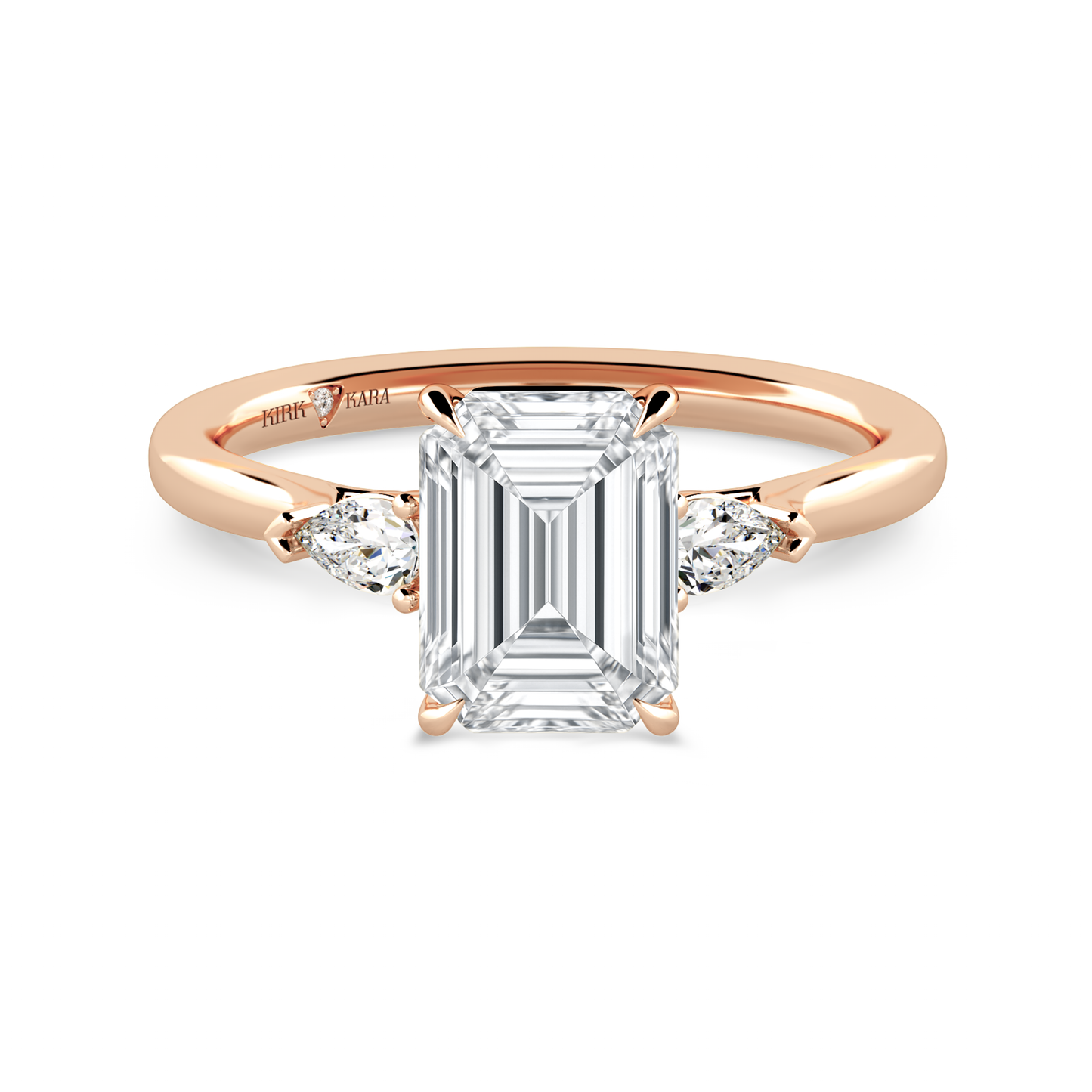 Preset Three Stone Emerald Lab Diamond Engagement Ring - Center Diamond Included