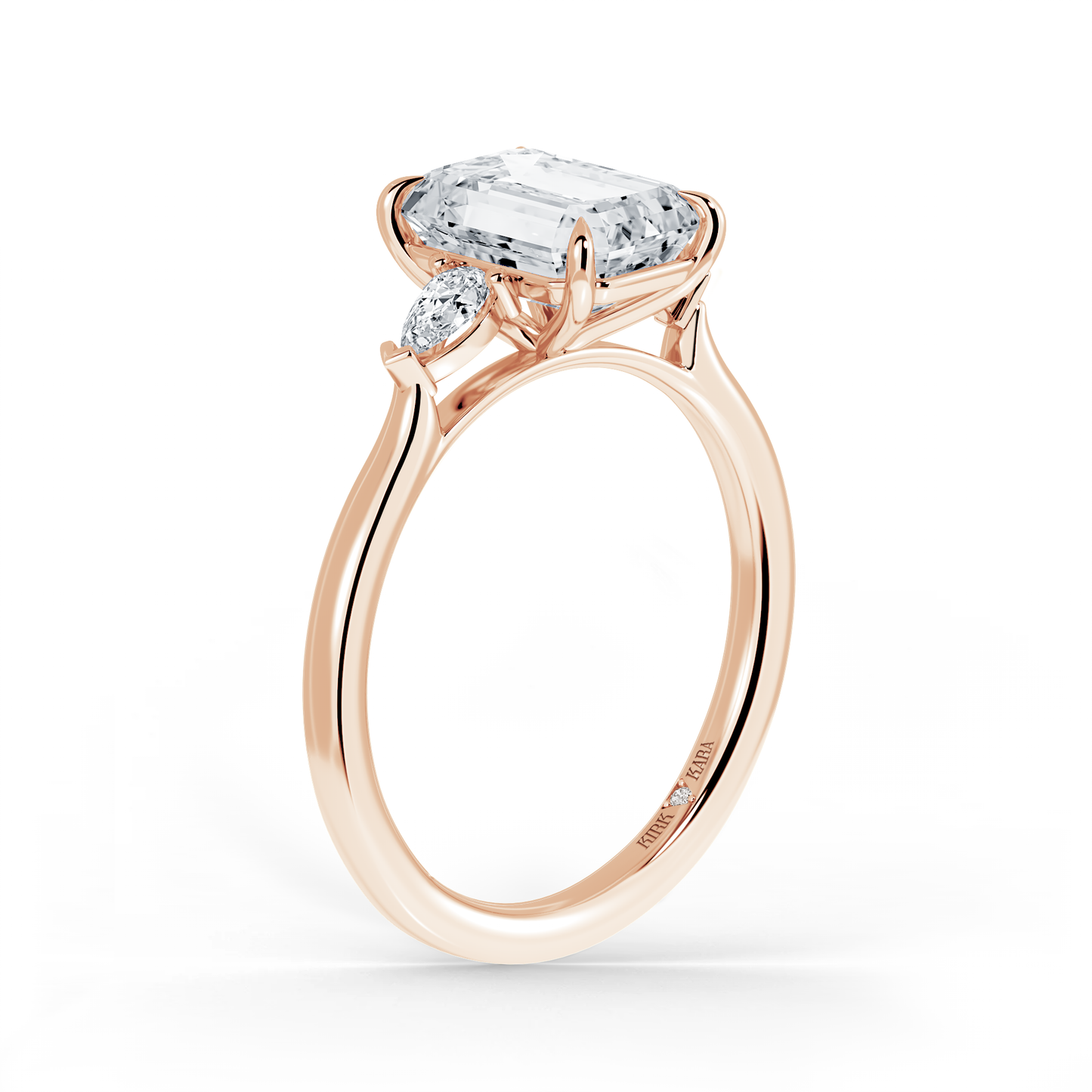 Preset Three Stone Emerald Lab Diamond Engagement Ring - Center Diamond Included