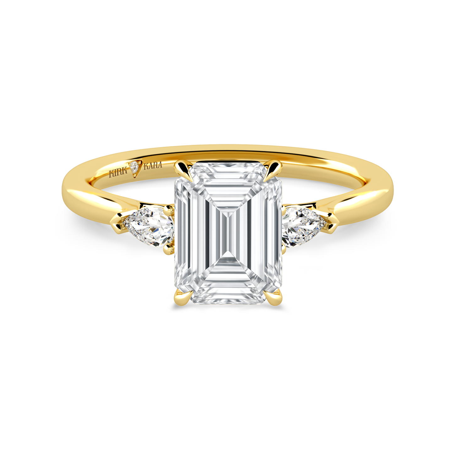Preset Three Stone Emerald Lab Diamond Engagement Ring - Center Diamond Included