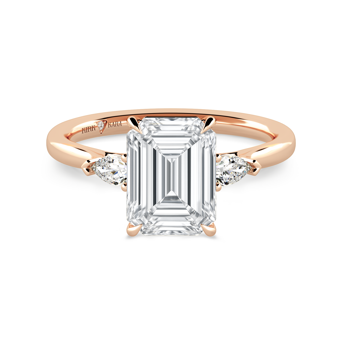 Preset Three Stone Emerald Lab Diamond Engagement Ring - Center Diamond Included