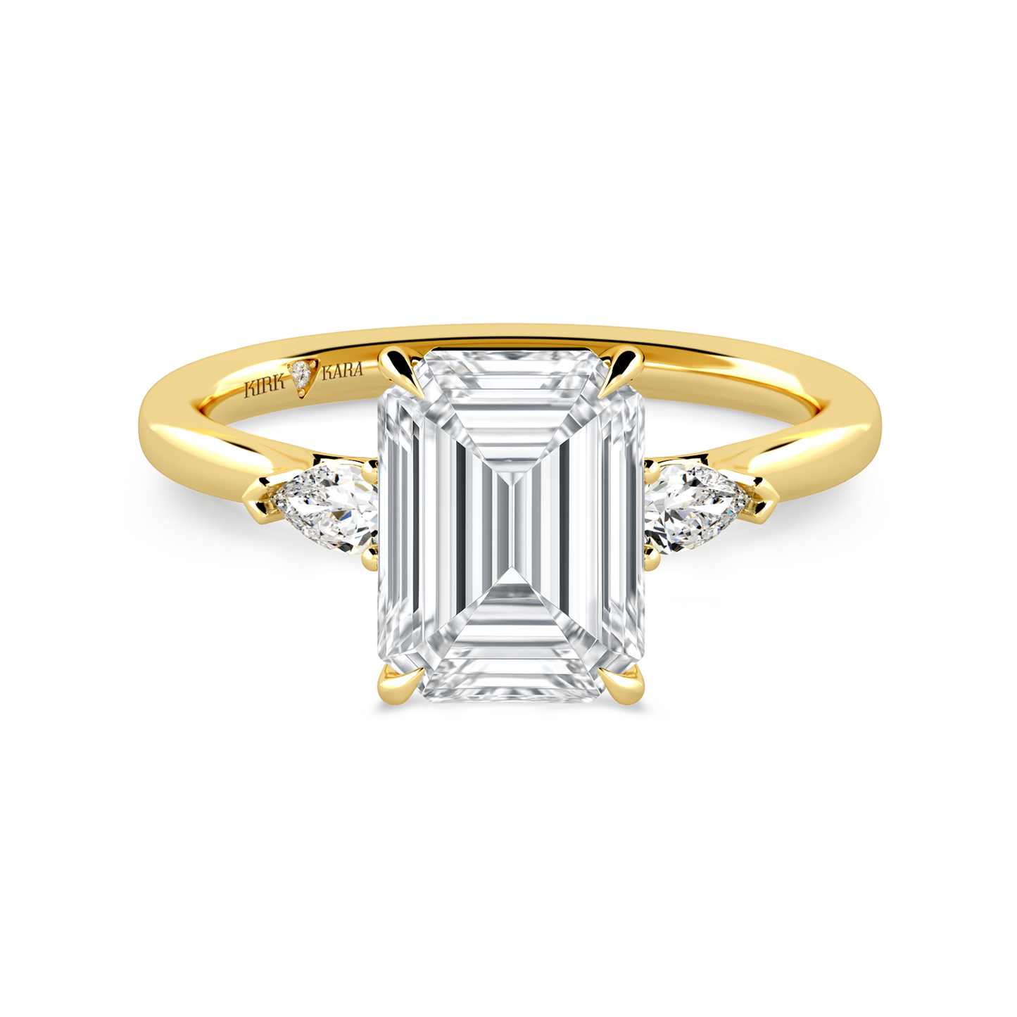 Preset Three Stone Emerald Lab Diamond Engagement Ring - Center Diamond Included