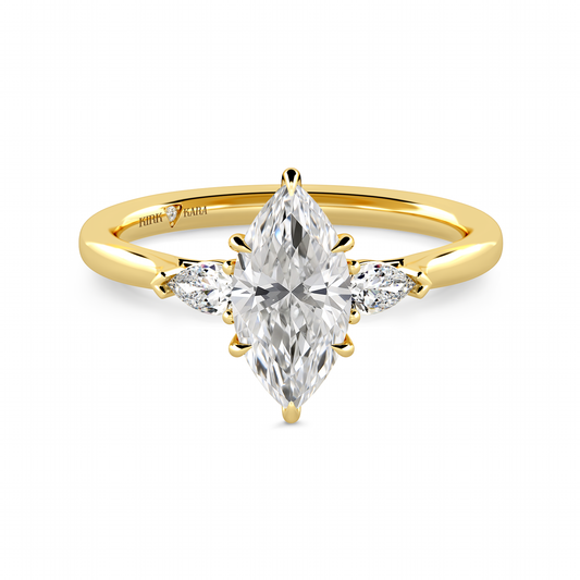 Preset Three Stone Marquise Lab Diamond Engagement Ring - Center Diamond Included