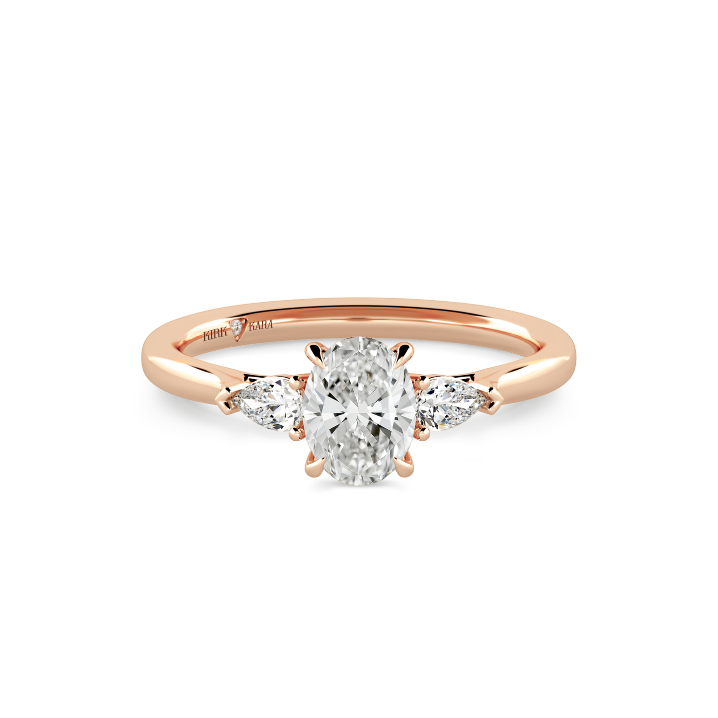 Preset Three Stone Oval Lab Diamond Engagement Ring - Center Diamond Included