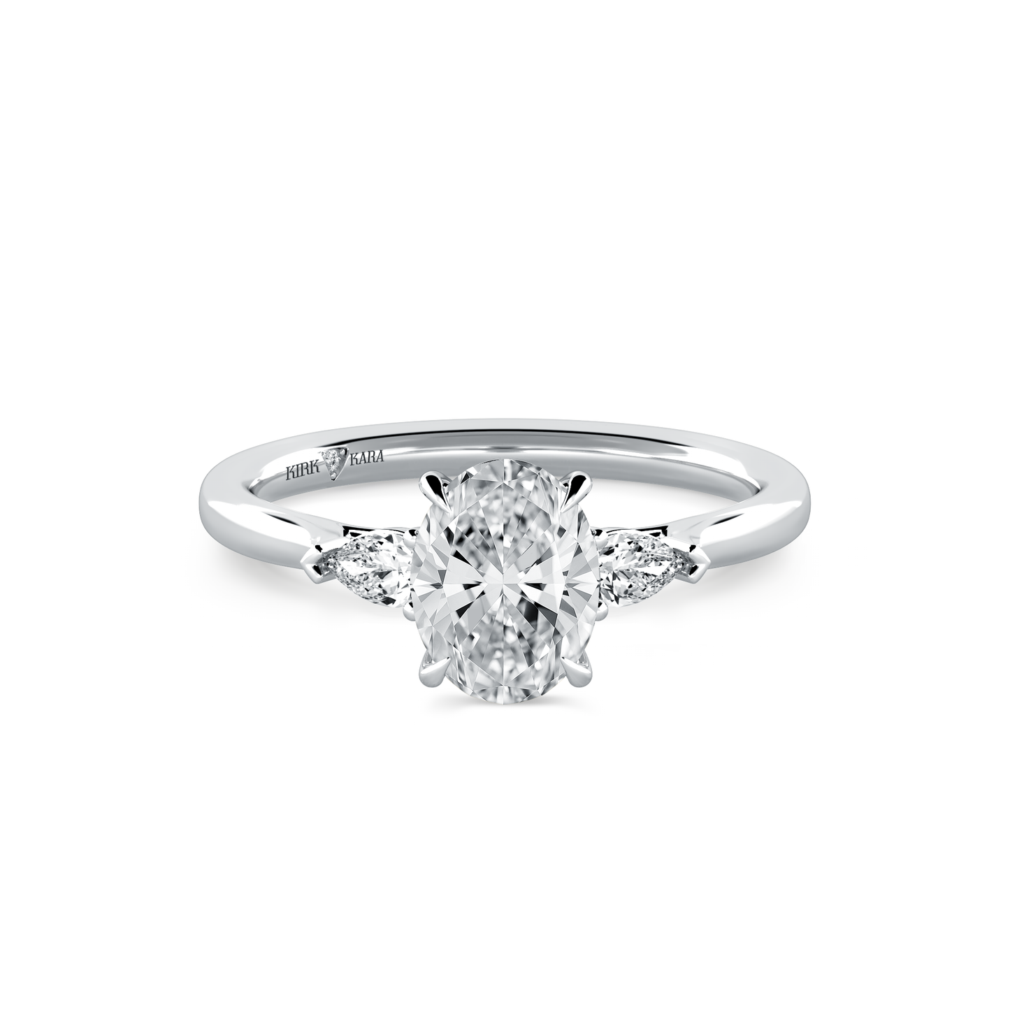 Preset Three Stone Oval Lab Diamond Engagement Ring - Center Diamond Included