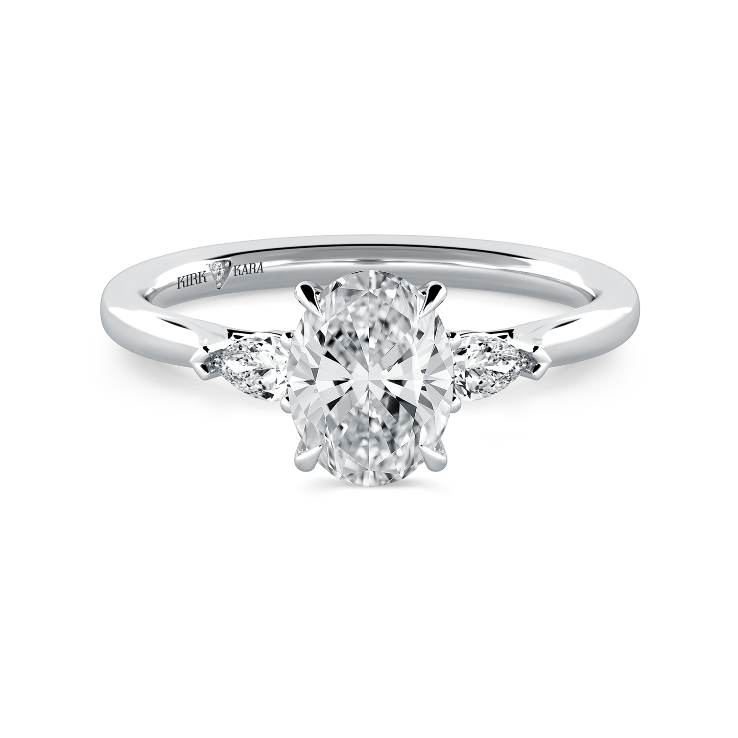 Preset Three Stone Oval Lab Diamond Engagement Ring - Center Diamond Included