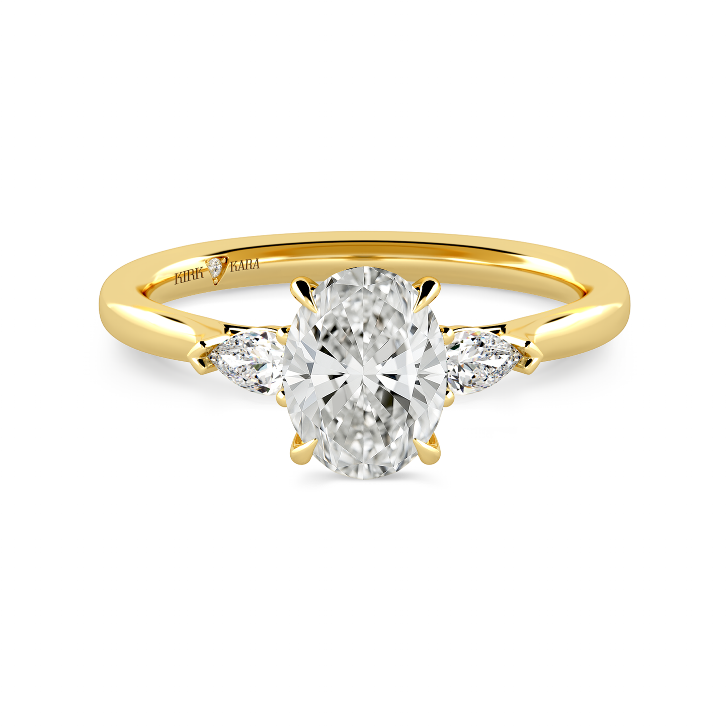 Preset Three Stone Oval Lab Diamond Engagement Ring - Center Diamond Included
