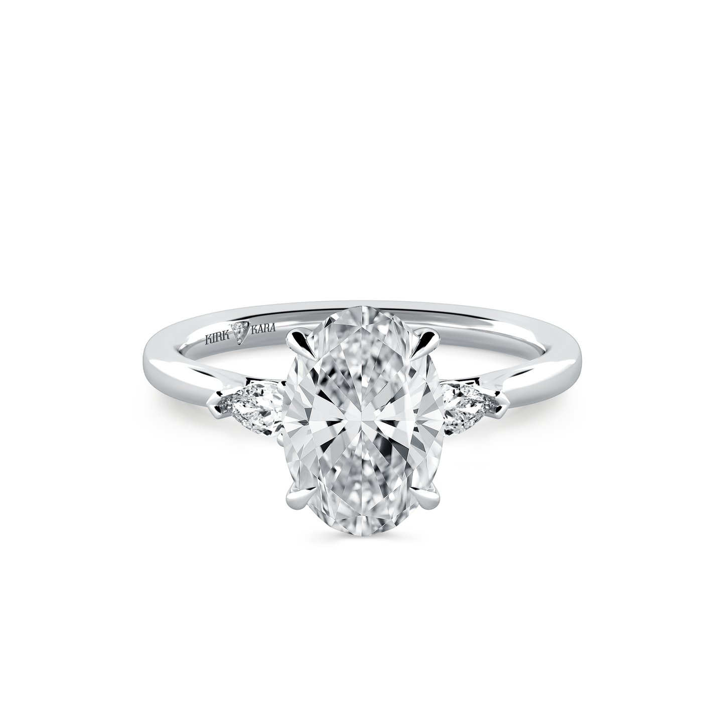 Preset Three Stone Oval Lab Diamond Engagement Ring - Center Diamond Included