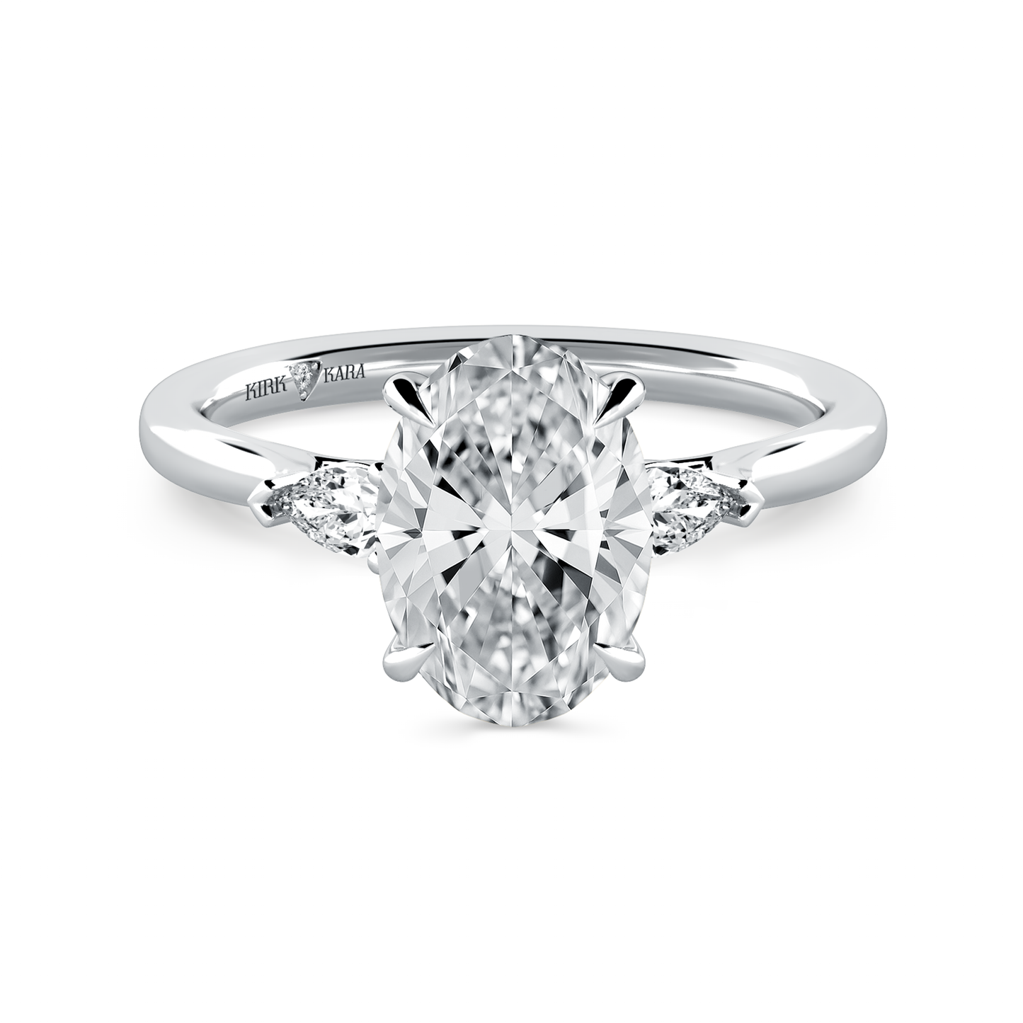 Preset Three Stone Oval Lab Diamond Engagement Ring - Center Diamond Included