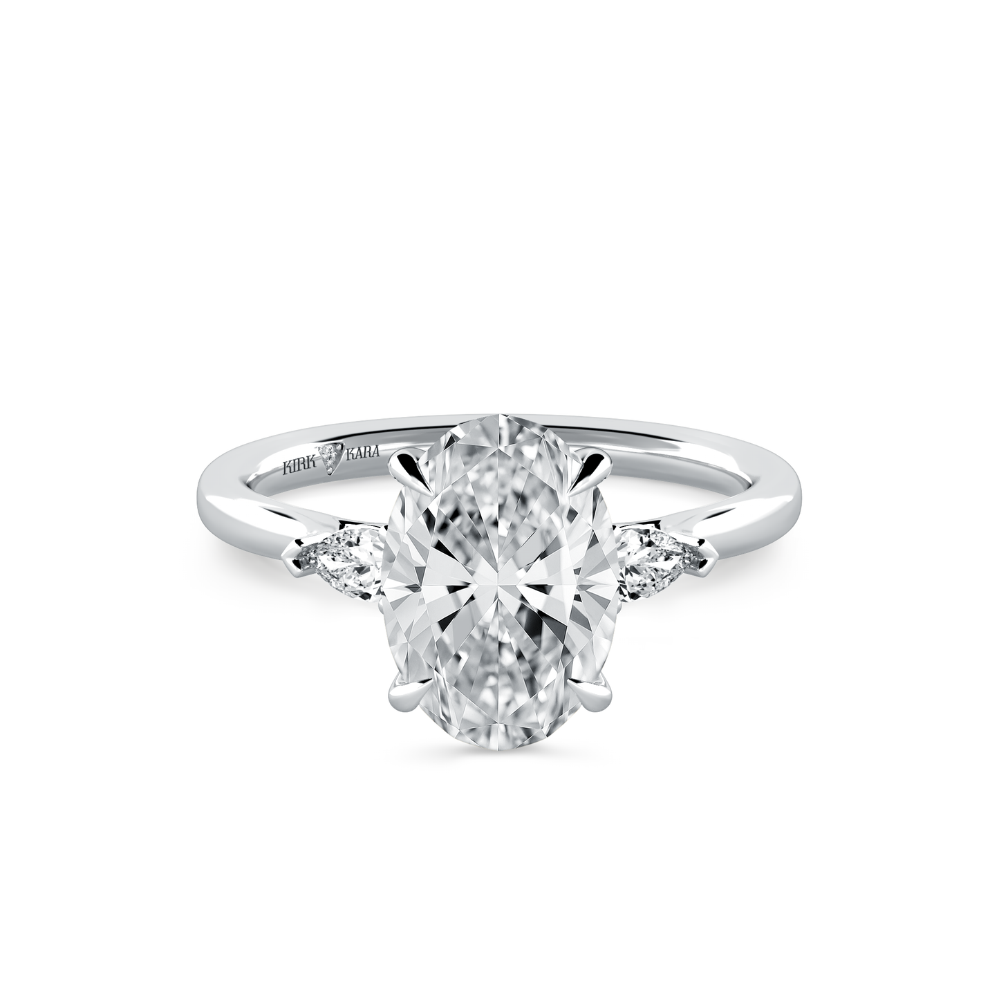 Preset Three Stone Oval Lab Diamond Engagement Ring - Center Diamond Included