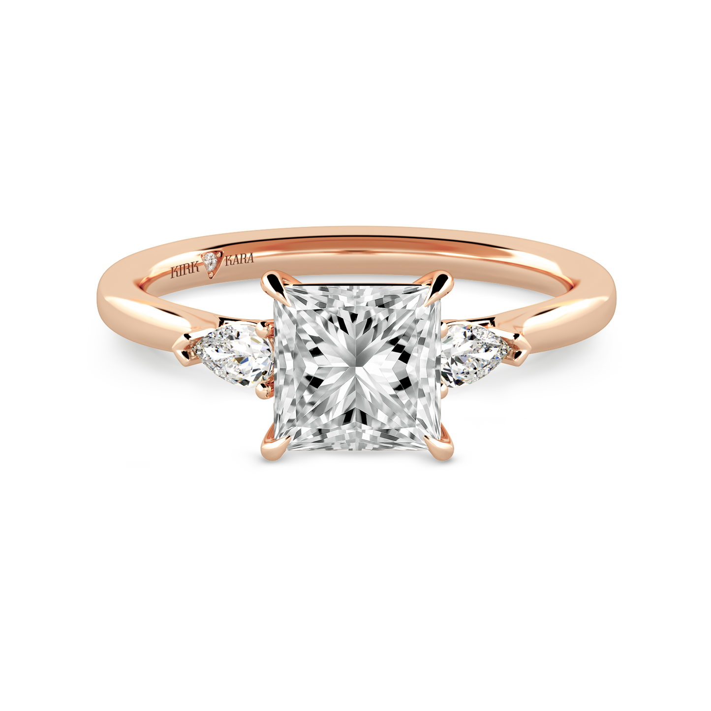 Preset Three Stone Princess Lab Diamond Engagement Ring - Center Diamond Included