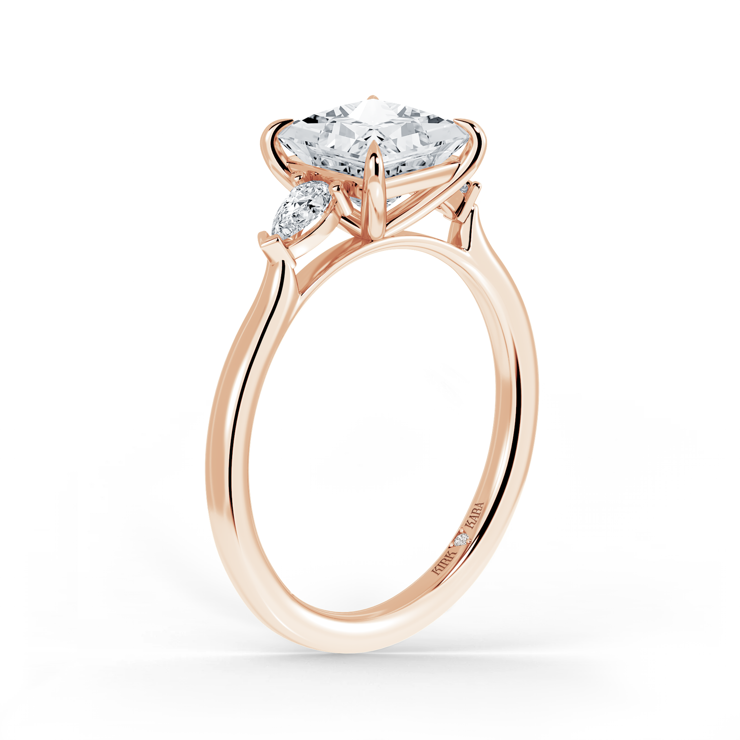 Preset Three Stone Princess Lab Diamond Engagement Ring - Center Diamond Included
