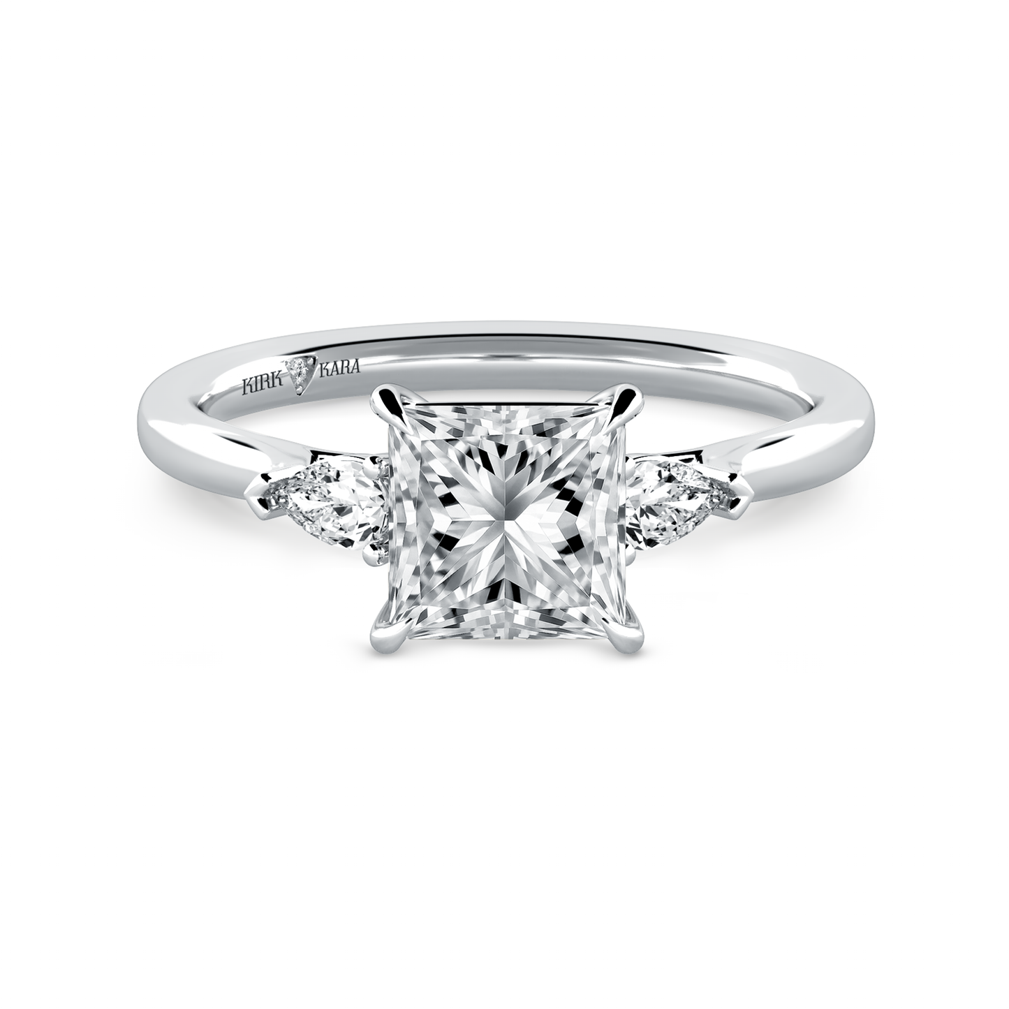 Preset Three Stone Princess Lab Diamond Engagement Ring - Center Diamond Included