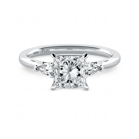 Preset Three Stone Princess Lab Diamond Engagement Ring - Center Diamond Included