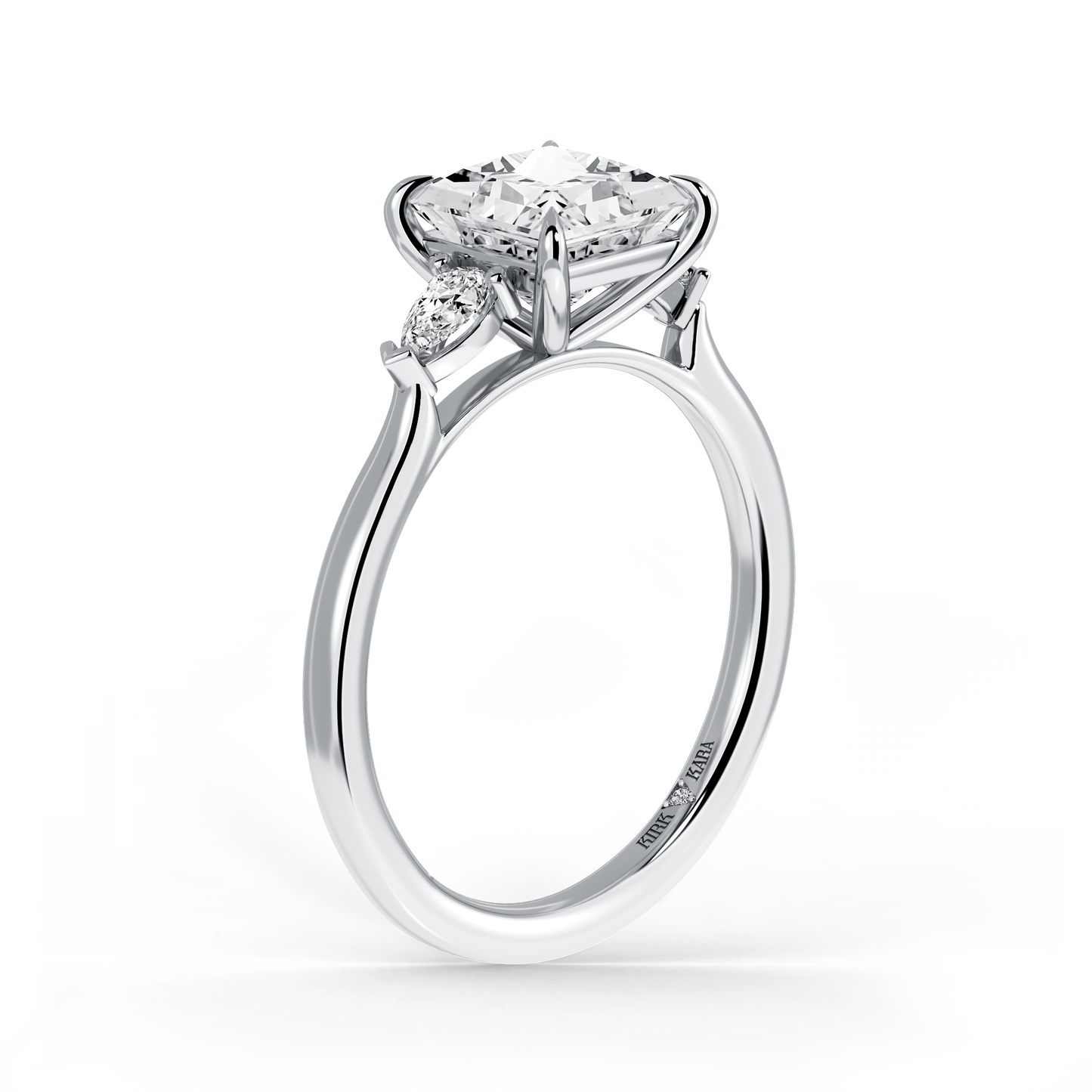 Preset Three Stone Princess Lab Diamond Engagement Ring - Center Diamond Included