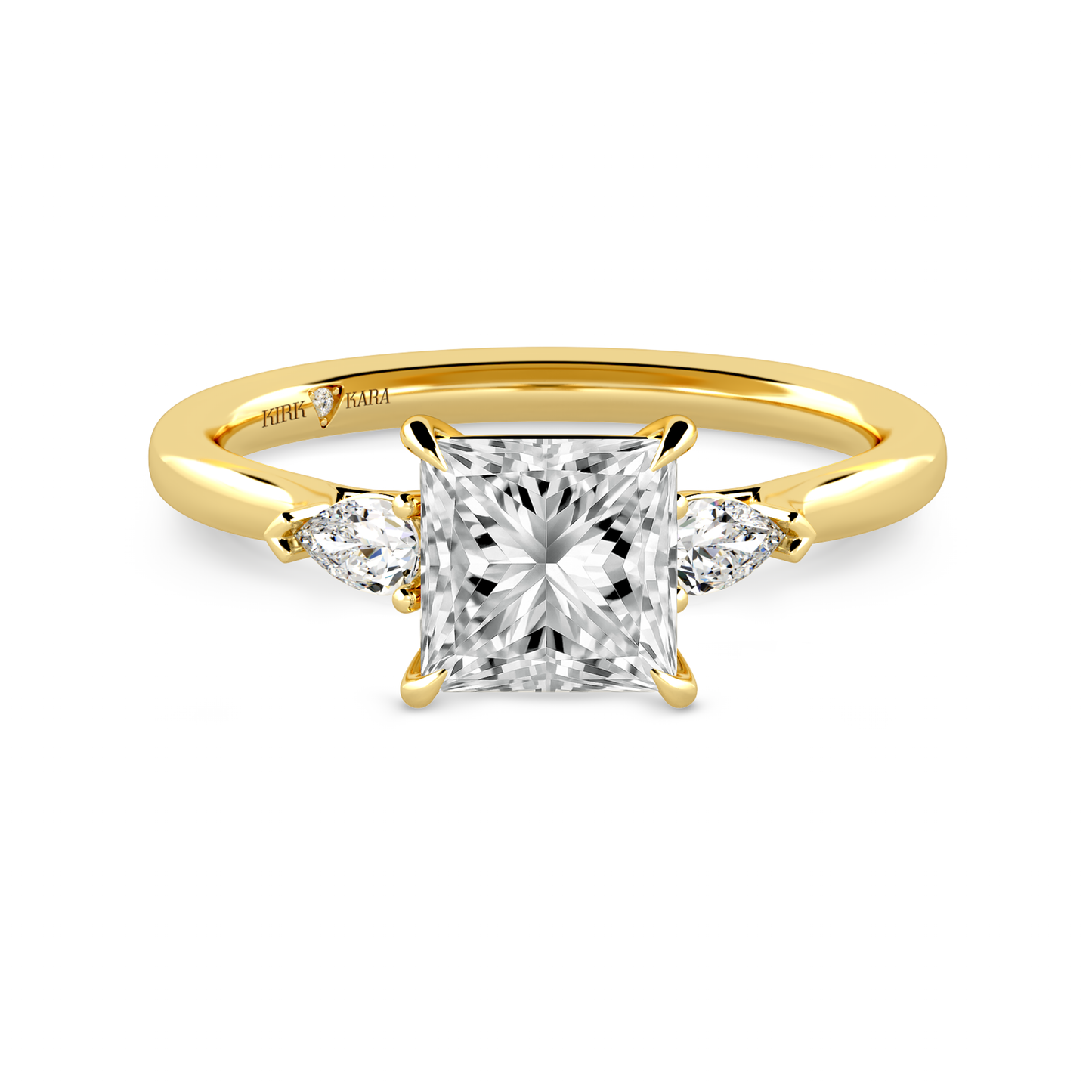 Preset Three Stone Princess Lab Diamond Engagement Ring - Center Diamond Included