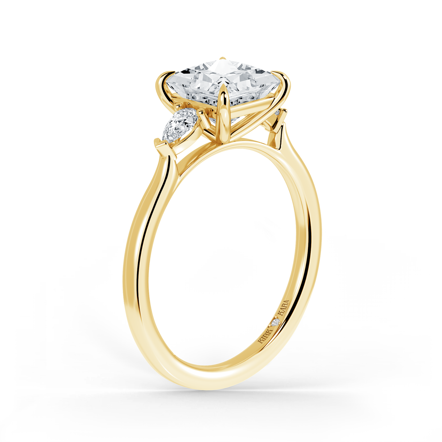 Preset Three Stone Princess Lab Diamond Engagement Ring - Center Diamond Included