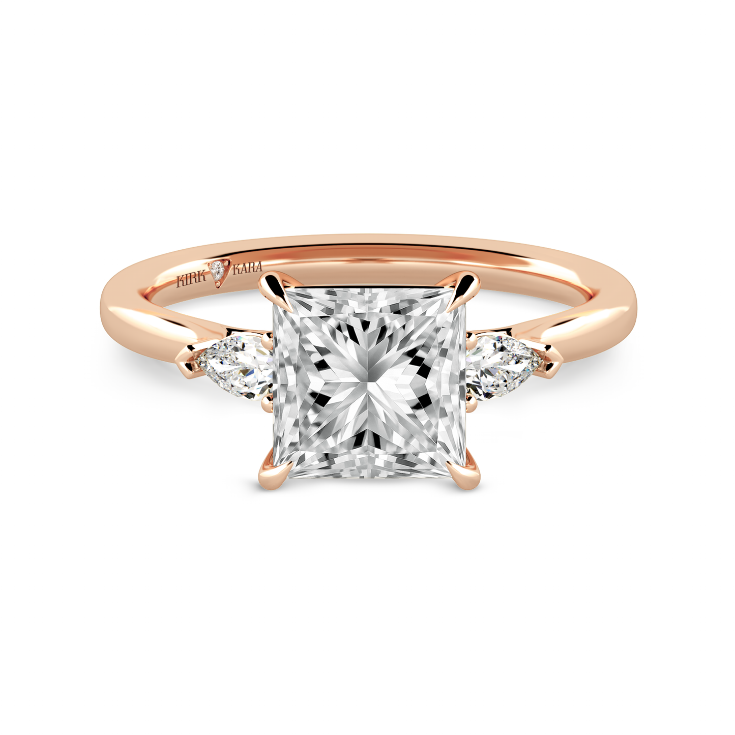 Preset Three Stone Princess Lab Diamond Engagement Ring - Center Diamond Included