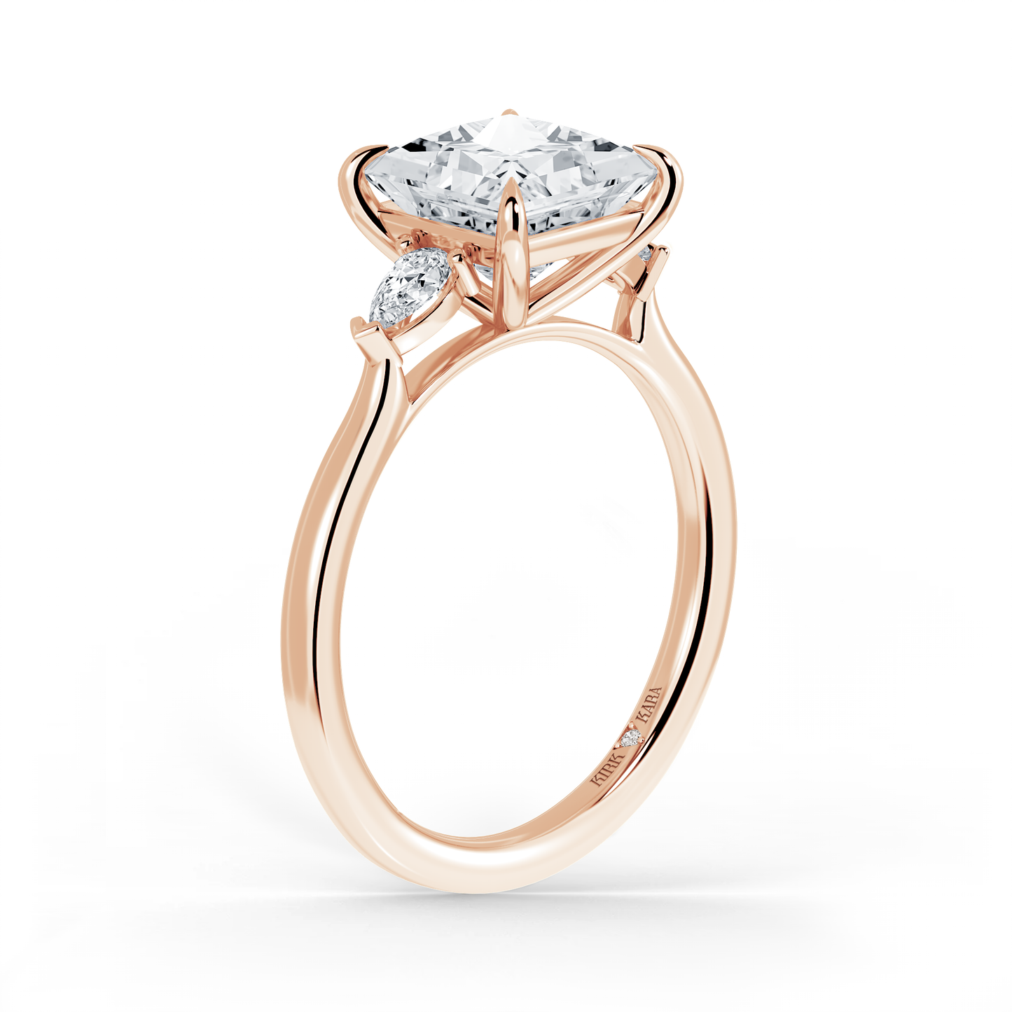 Preset Three Stone Princess Lab Diamond Engagement Ring - Center Diamond Included