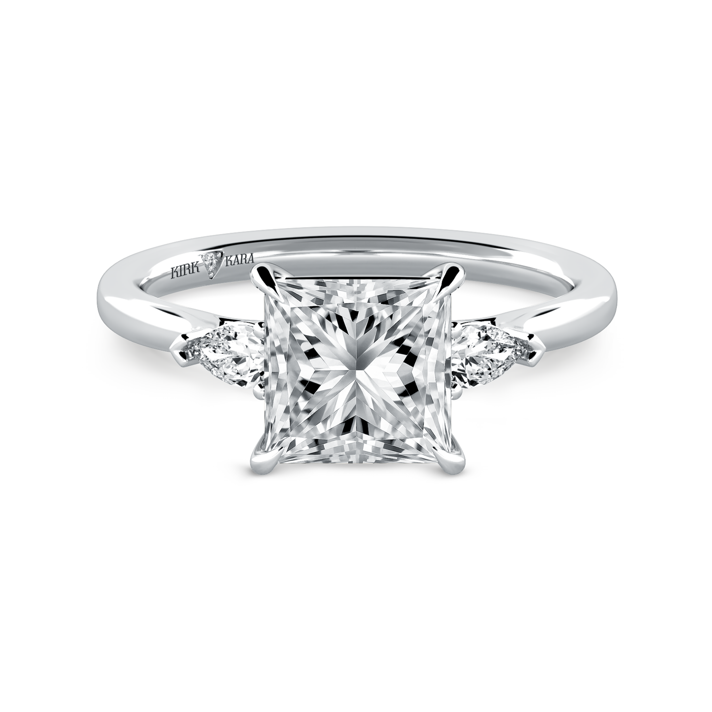 Preset Three Stone Princess Lab Diamond Engagement Ring - Center Diamond Included