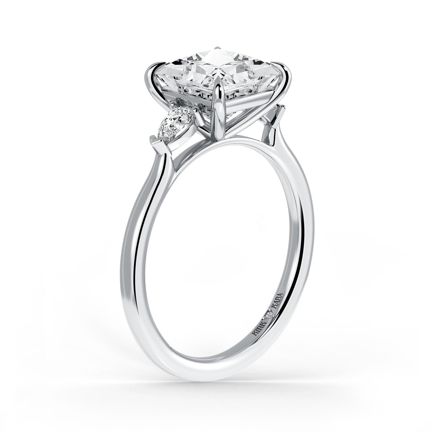 Preset Three Stone Princess Lab Diamond Engagement Ring - Center Diamond Included