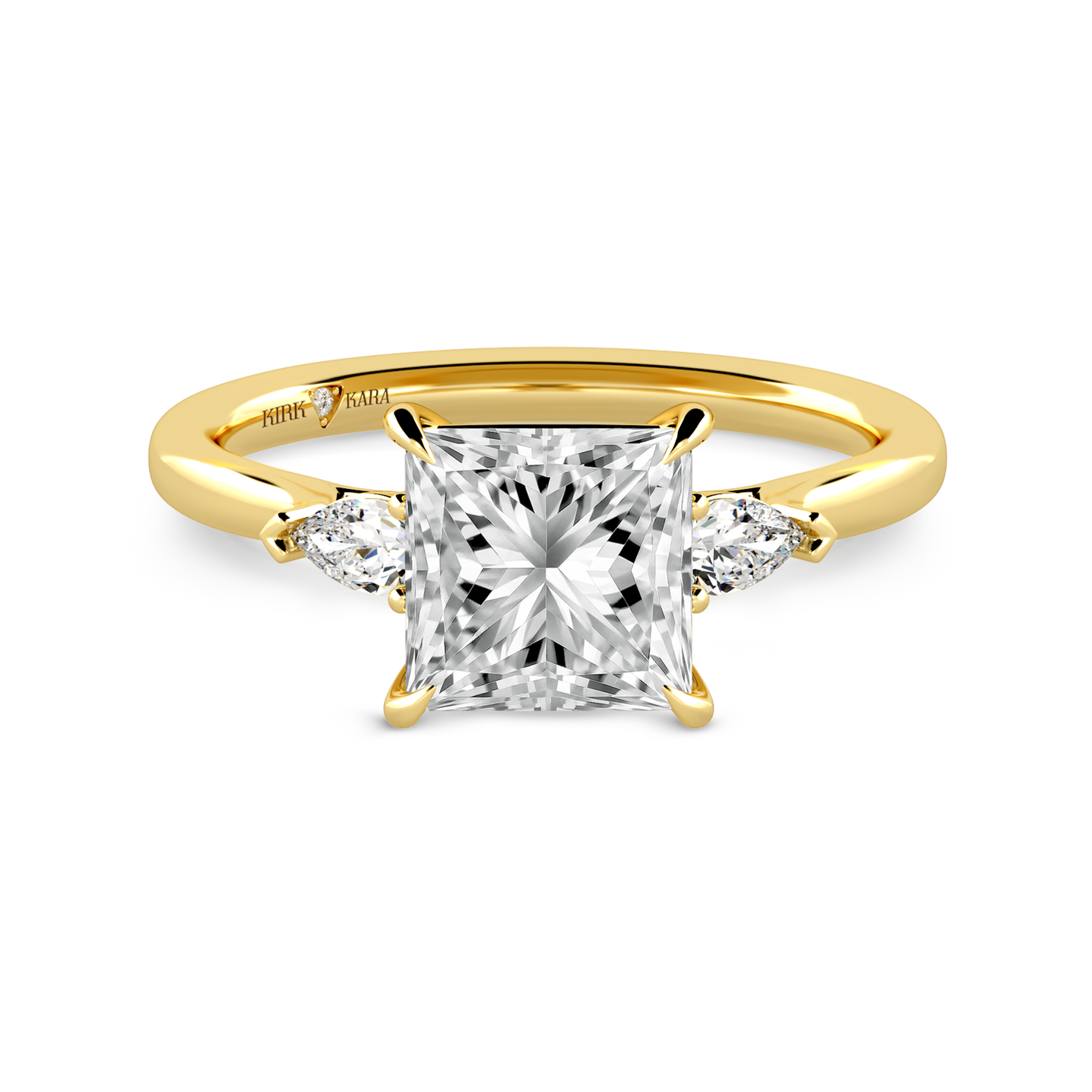 Preset Three Stone Princess Lab Diamond Engagement Ring - Center Diamond Included
