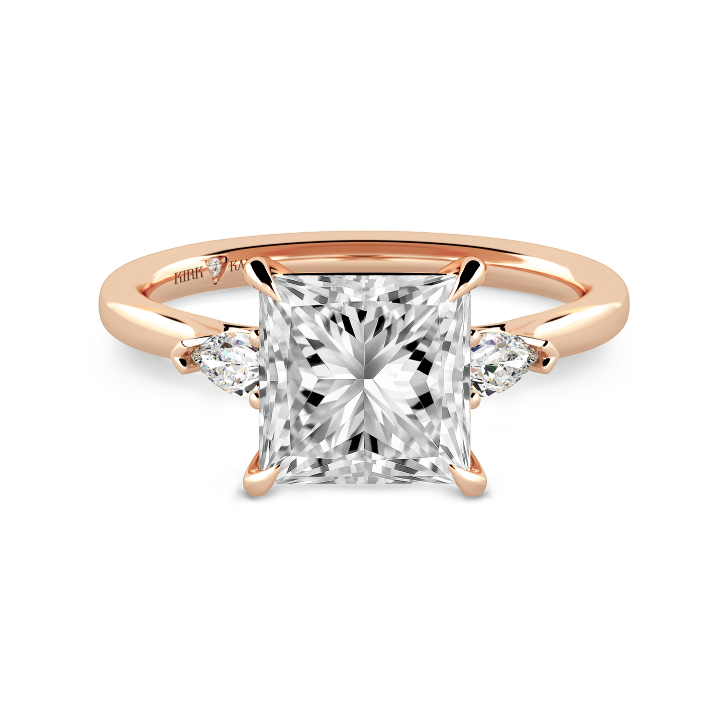 Preset Three Stone Princess Lab Diamond Engagement Ring - Center Diamond Included
