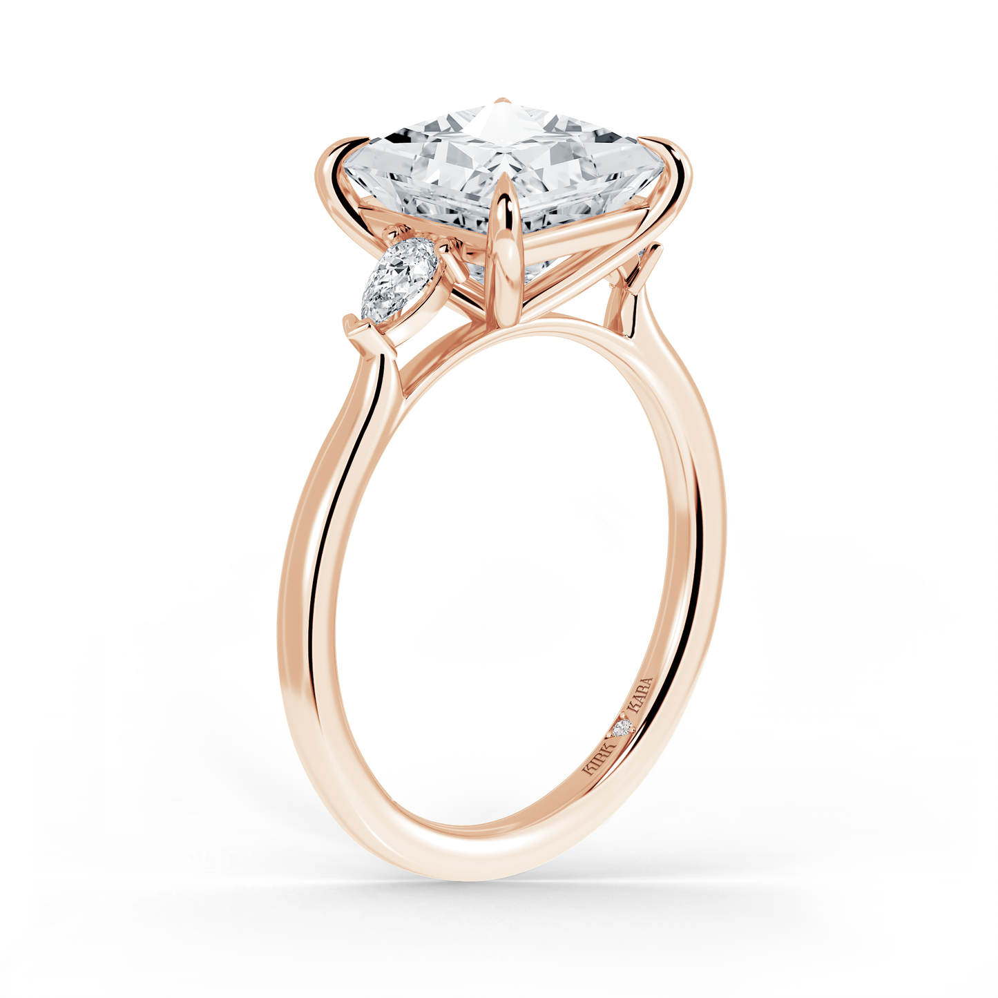 Preset Three Stone Princess Lab Diamond Engagement Ring - Center Diamond Included