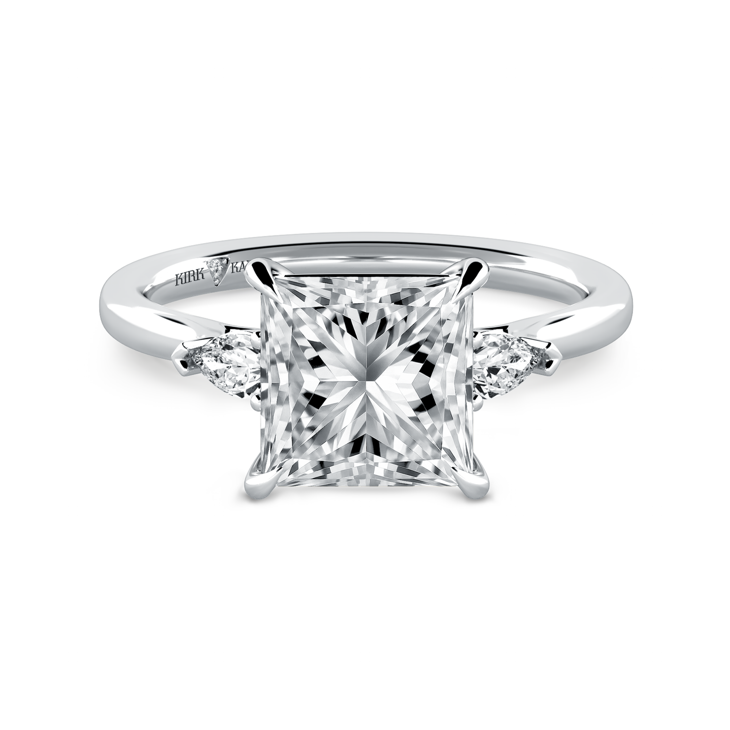 Preset Three Stone Princess Lab Diamond Engagement Ring - Center Diamond Included
