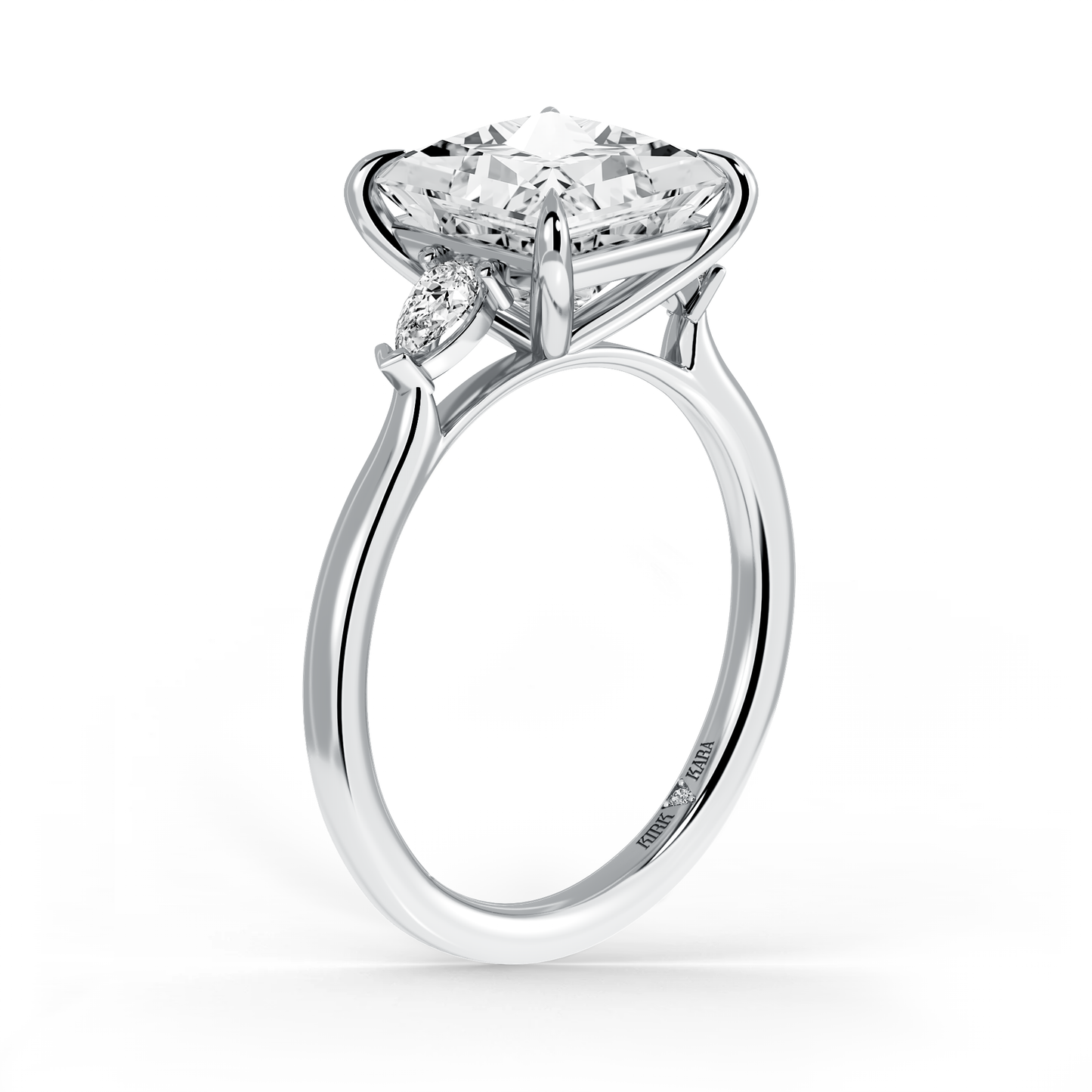 Preset Three Stone Princess Lab Diamond Engagement Ring - Center Diamond Included
