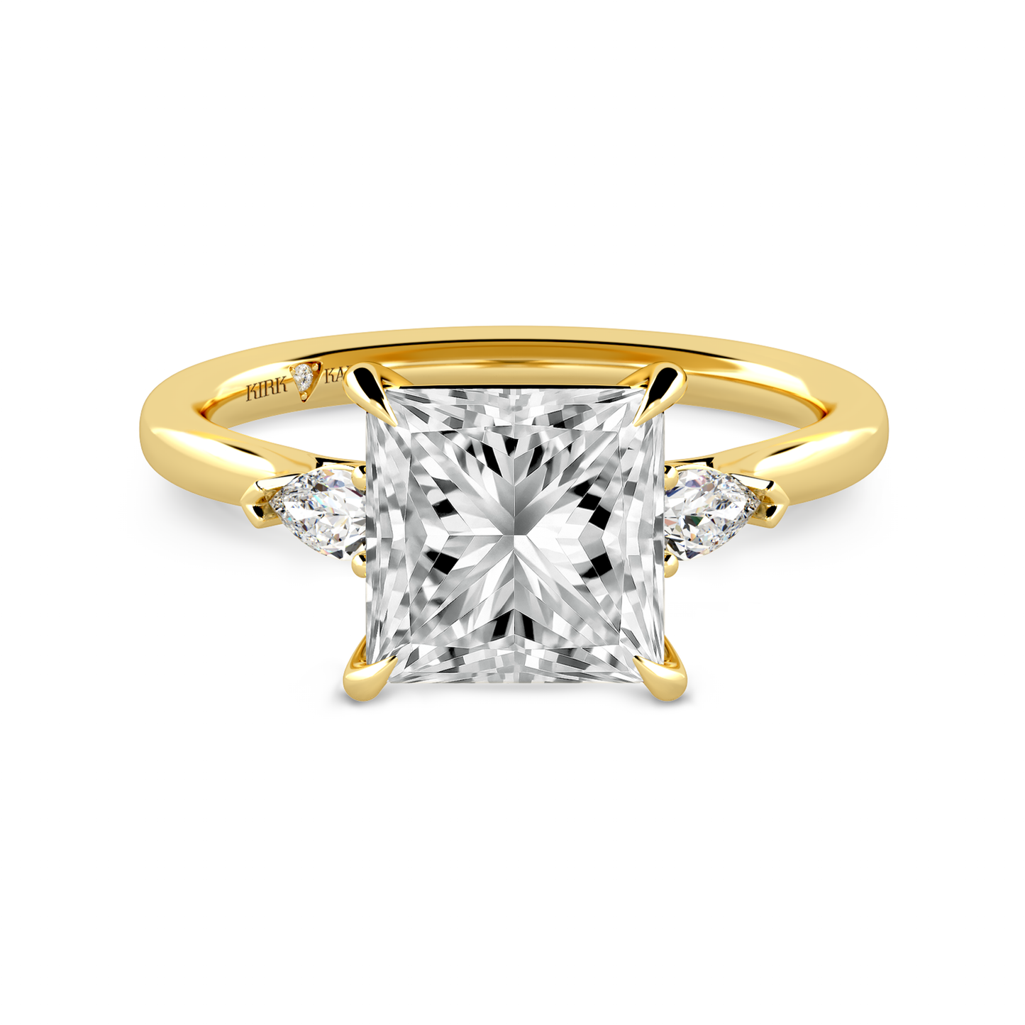 Preset Three Stone Princess Lab Diamond Engagement Ring - Center Diamond Included
