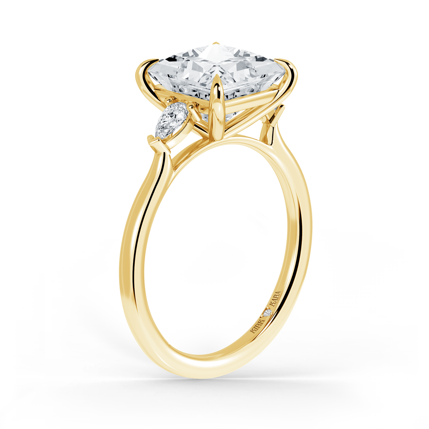 Preset Three Stone Princess Lab Diamond Engagement Ring - Center Diamond Included