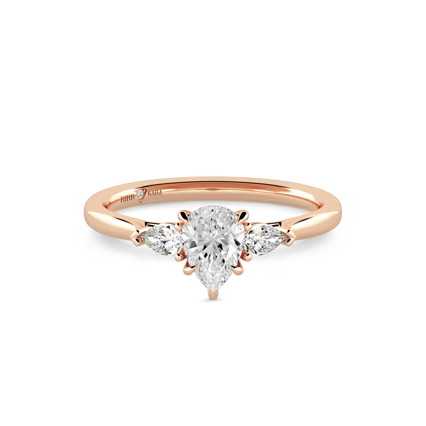 Preset Three Stone Pear Lab Diamond Engagement Ring - Center Diamond Included