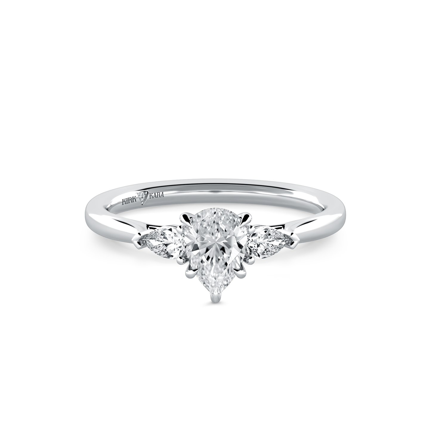 Preset Three Stone Pear Lab Diamond Engagement Ring - Center Diamond Included