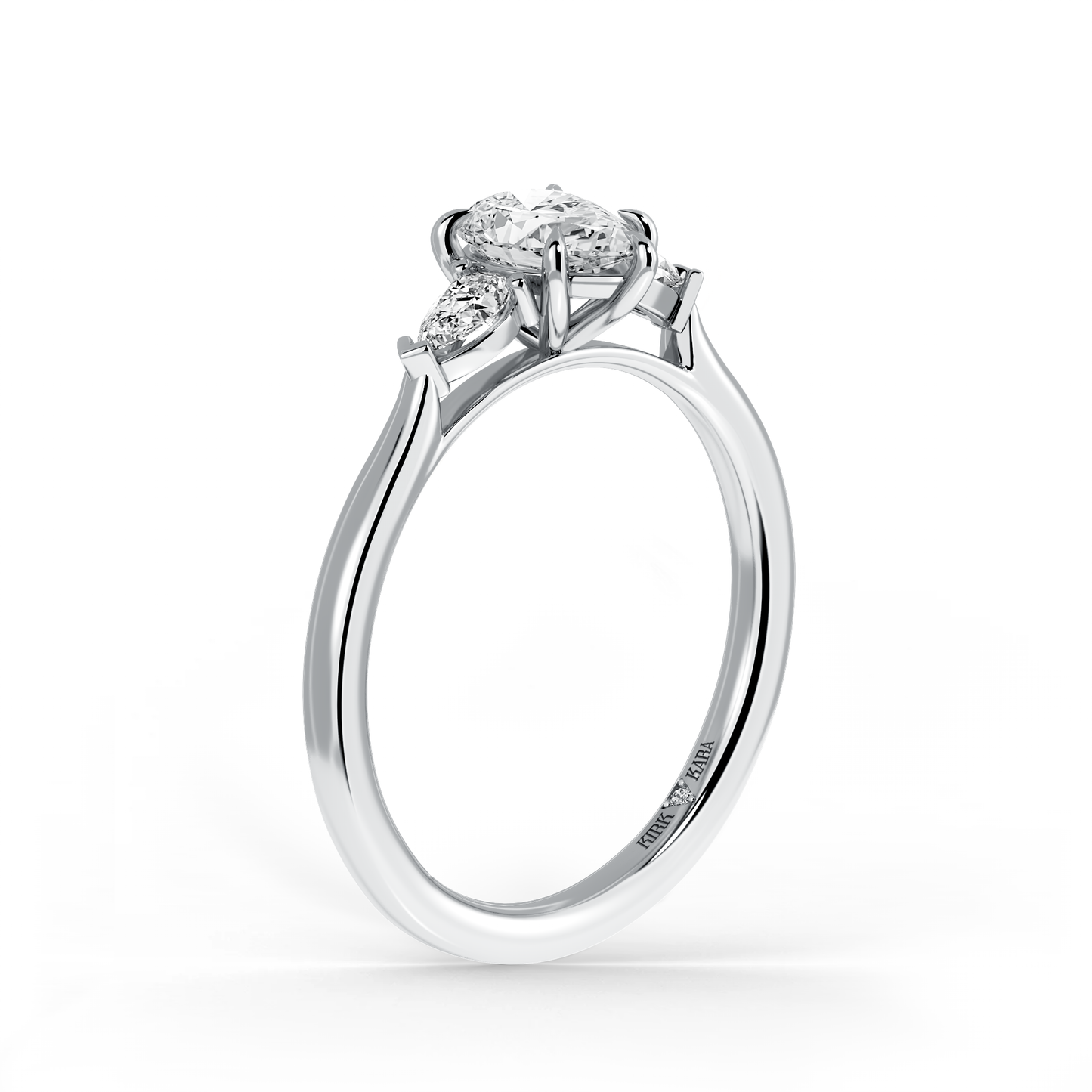 Preset Three Stone Pear Lab Diamond Engagement Ring - Center Diamond Included