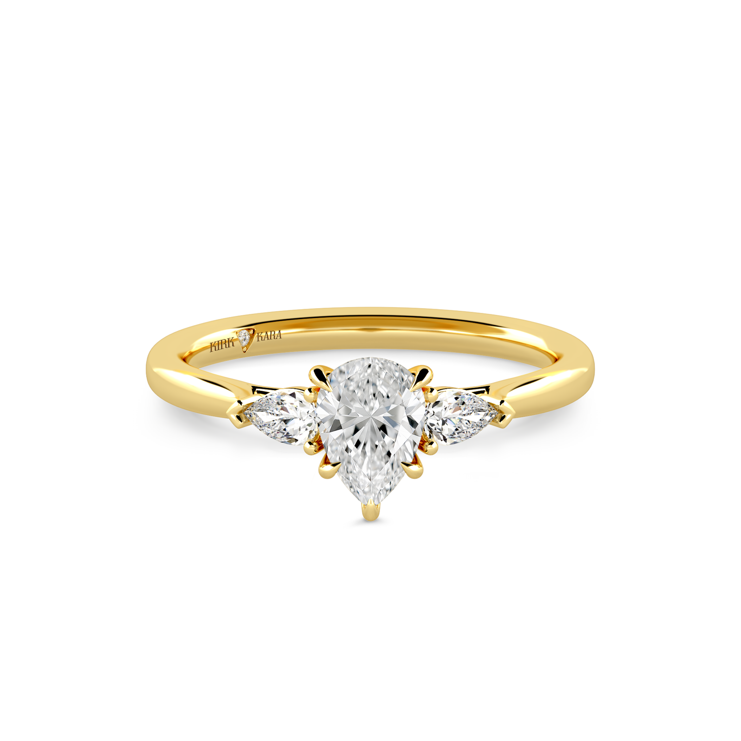 Preset Three Stone Pear Lab Diamond Engagement Ring - Center Diamond Included