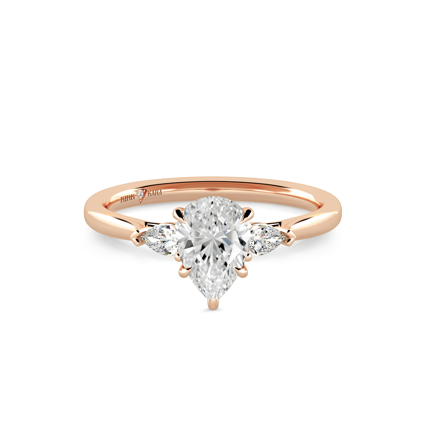 Preset Three Stone Pear Lab Diamond Engagement Ring - Center Diamond Included