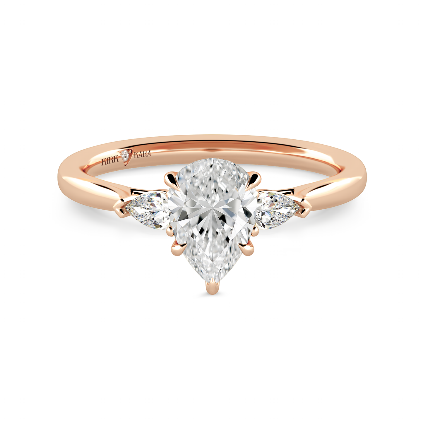 Preset Three Stone Pear Lab Diamond Engagement Ring - Center Diamond Included
