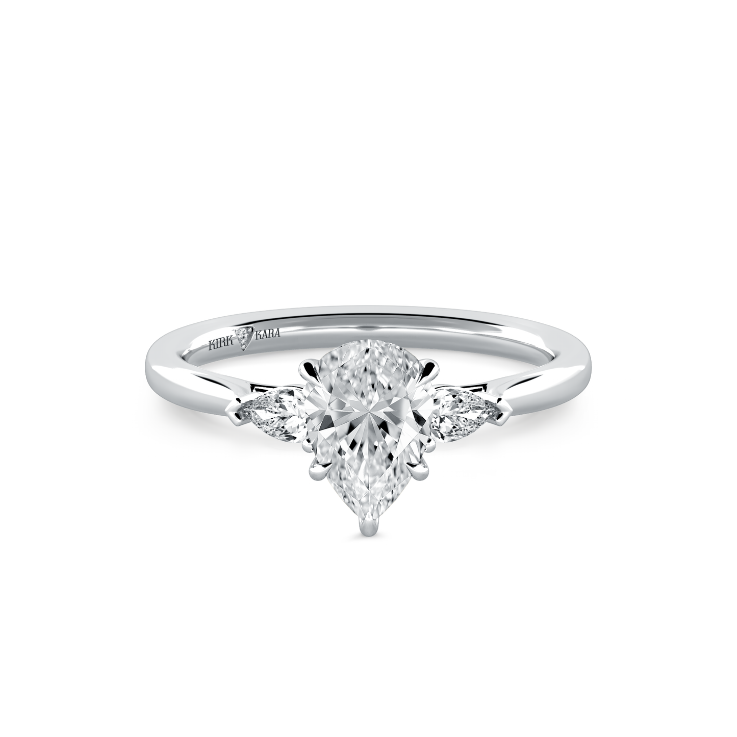 Preset Three Stone Pear Lab Diamond Engagement Ring - Center Diamond Included