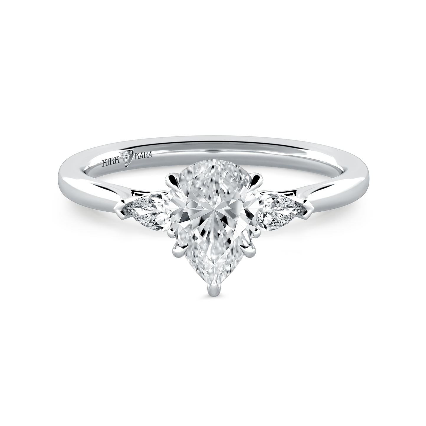Preset Three Stone Pear Lab Diamond Engagement Ring - Center Diamond Included