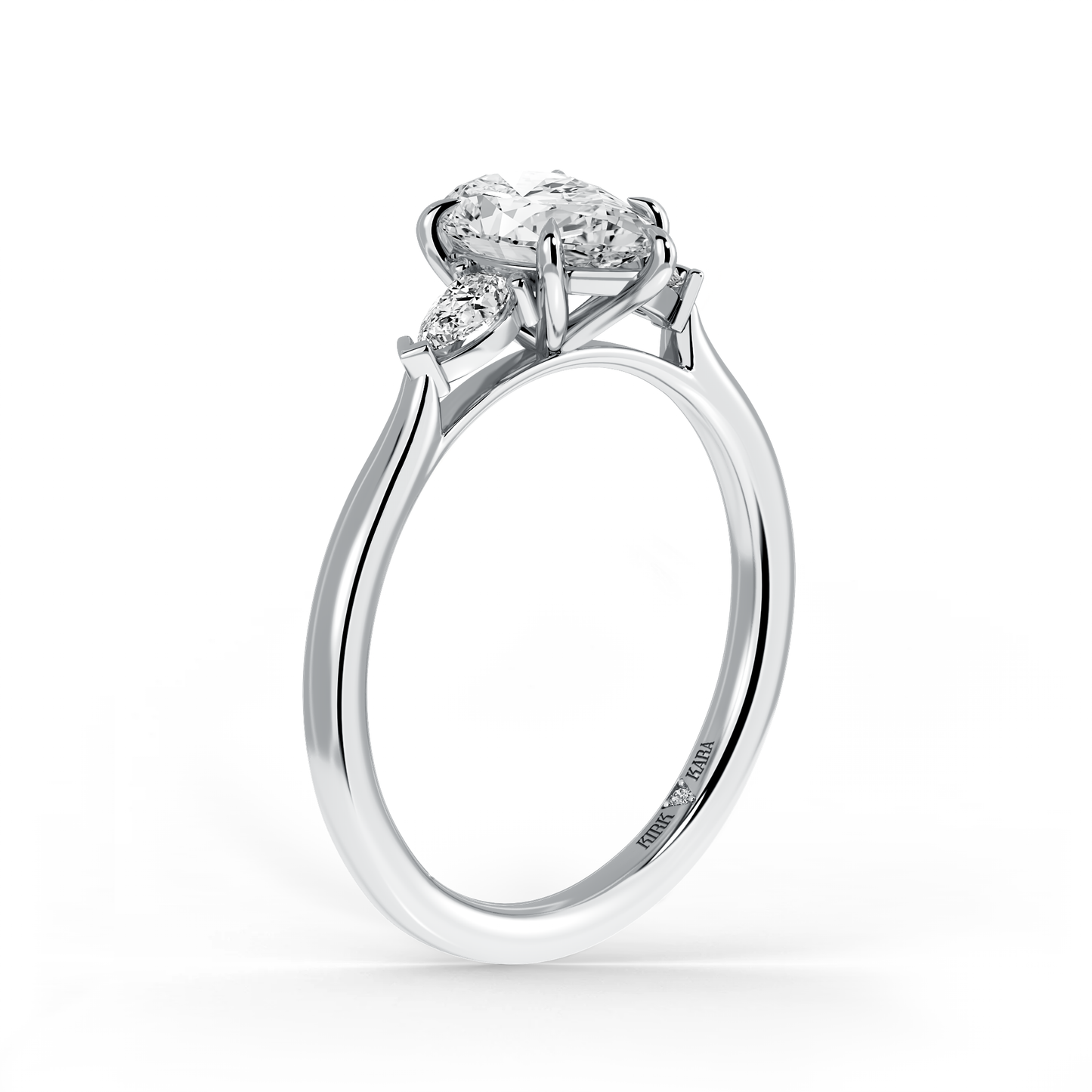 Preset Three Stone Pear Lab Diamond Engagement Ring - Center Diamond Included