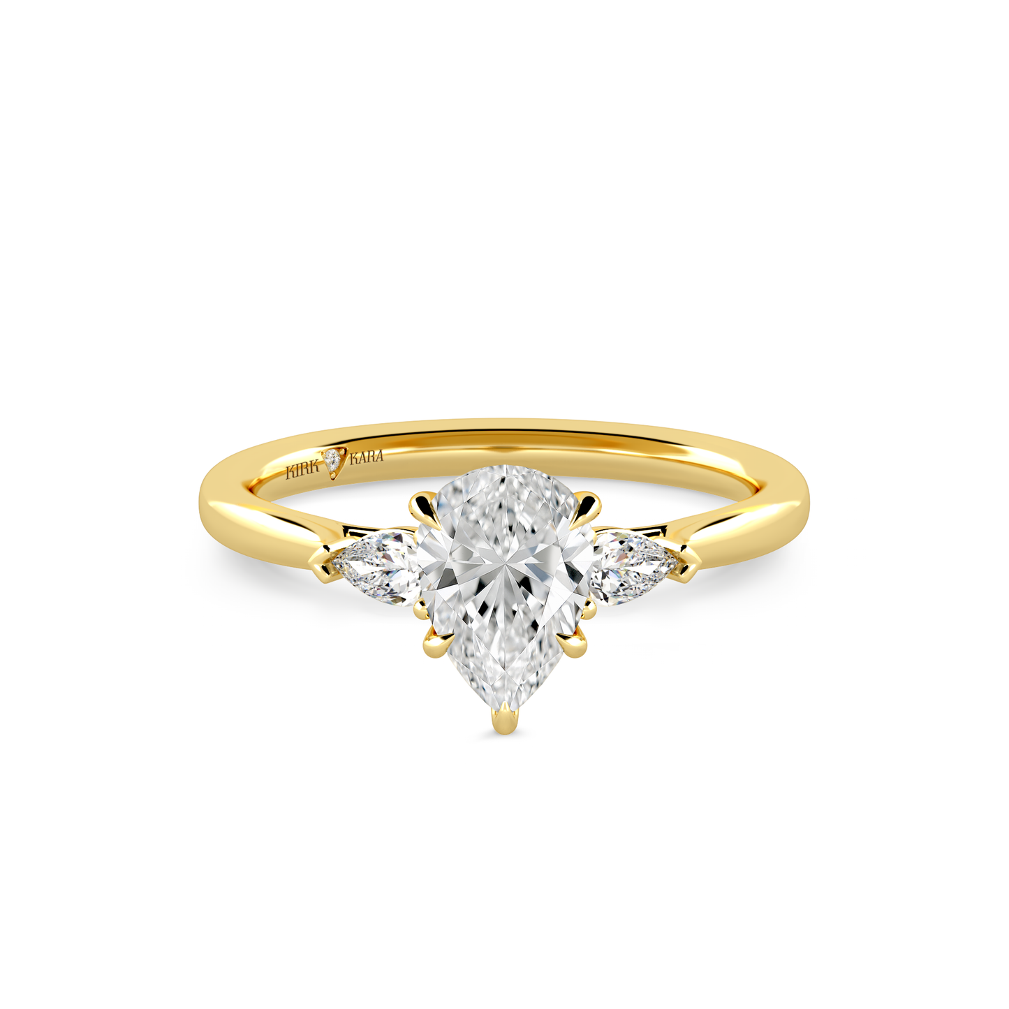 Preset Three Stone Pear Lab Diamond Engagement Ring - Center Diamond Included