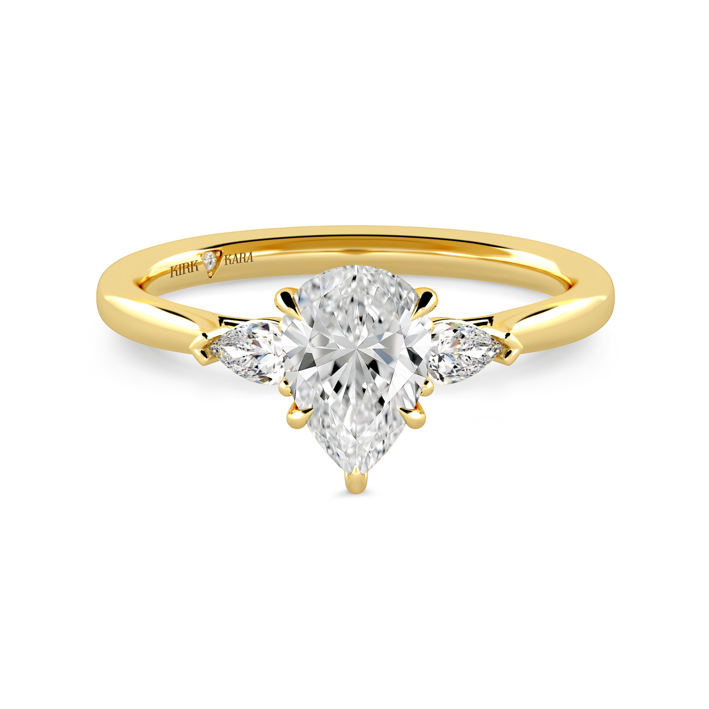 Preset Three Stone Pear Lab Diamond Engagement Ring - Center Diamond Included