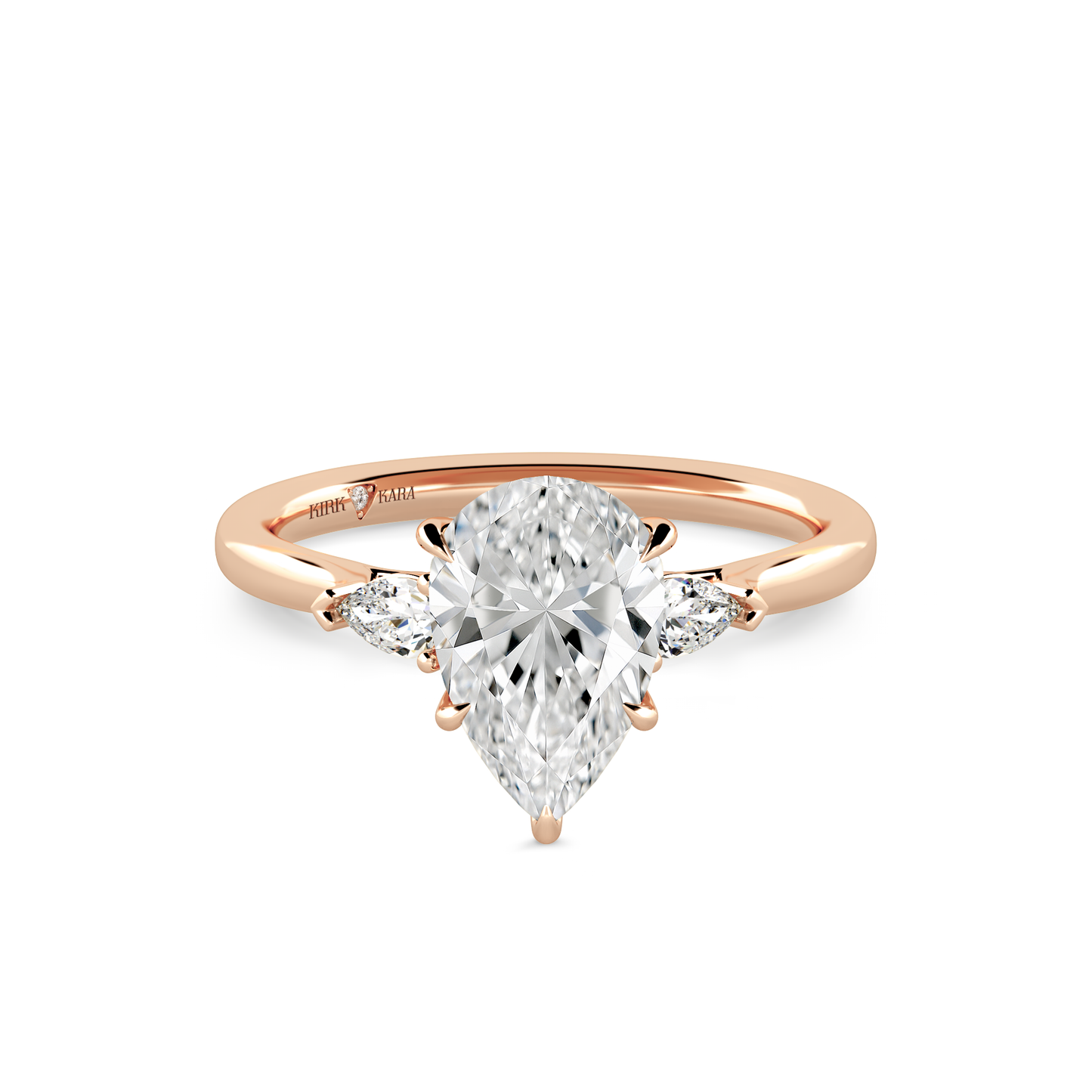 Preset Three Stone Pear Lab Diamond Engagement Ring - Center Diamond Included